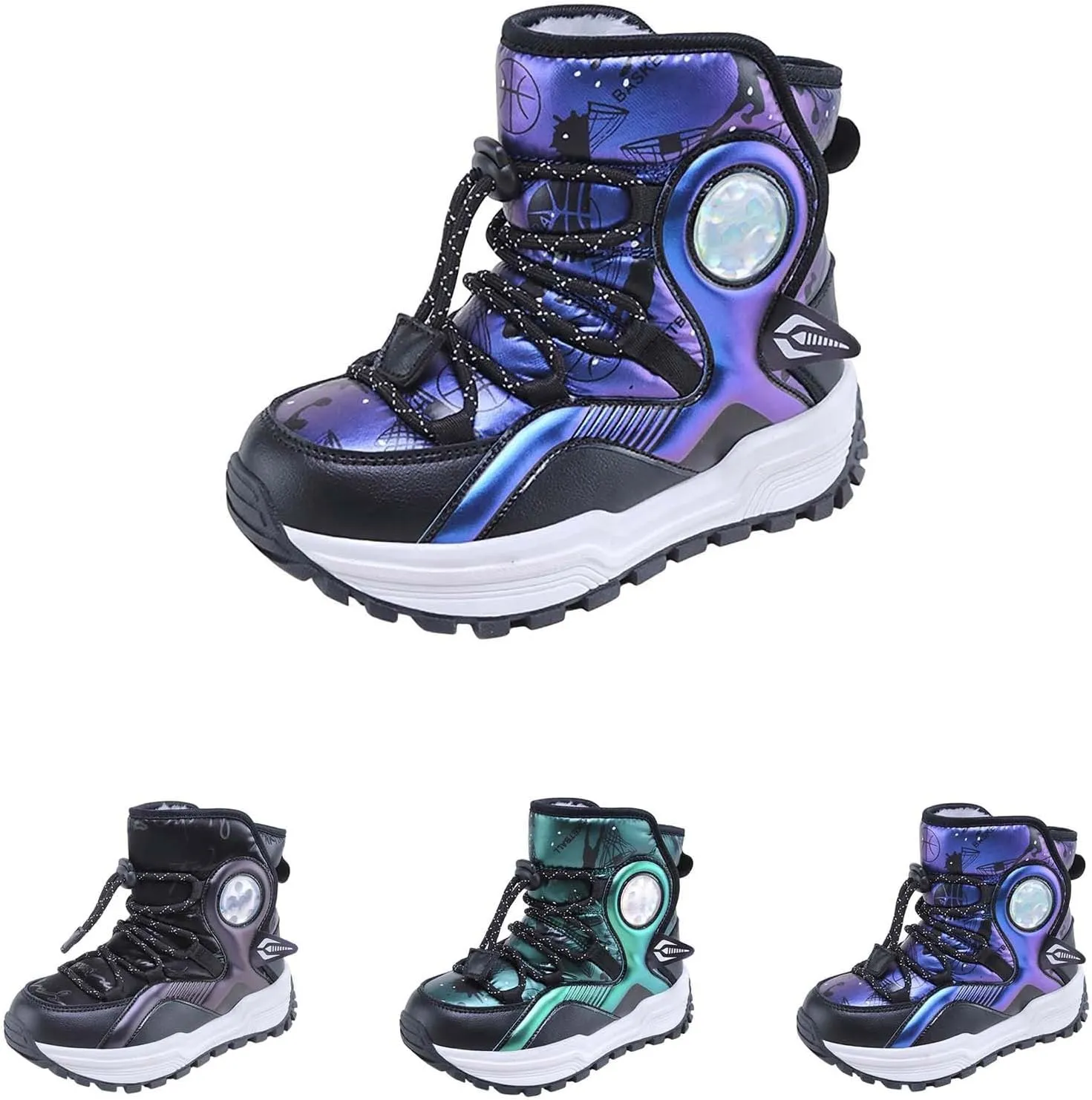 Boys Snow Boots Winter aterproof Slip esistant Thicken Bottom Cold Weather Warm Snow Shoes for Little/Big Kid