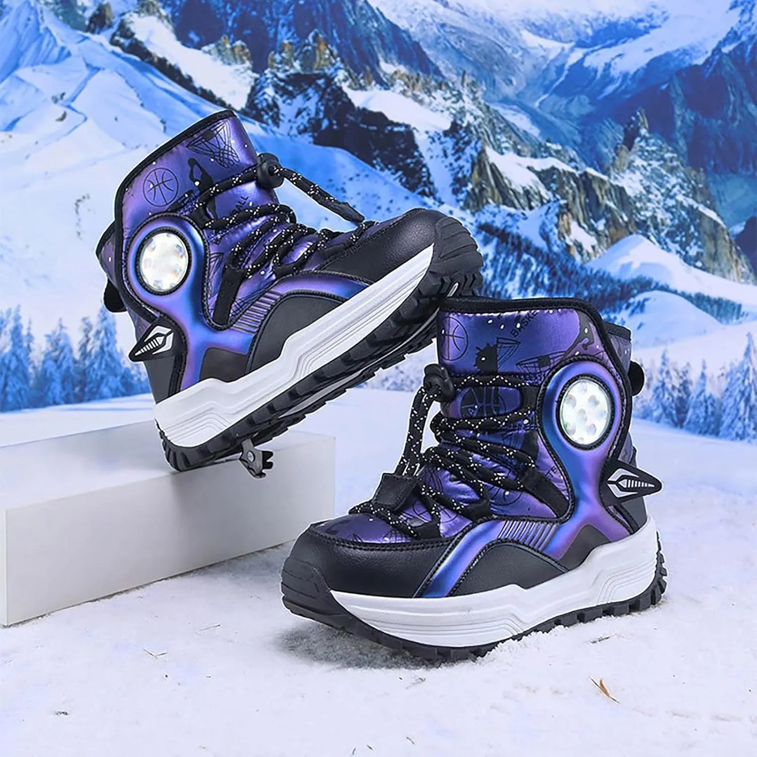 Boys Snow Boots Winter aterproof Slip esistant Thicken Bottom Cold Weather Warm Snow Shoes for Little/Big Kid