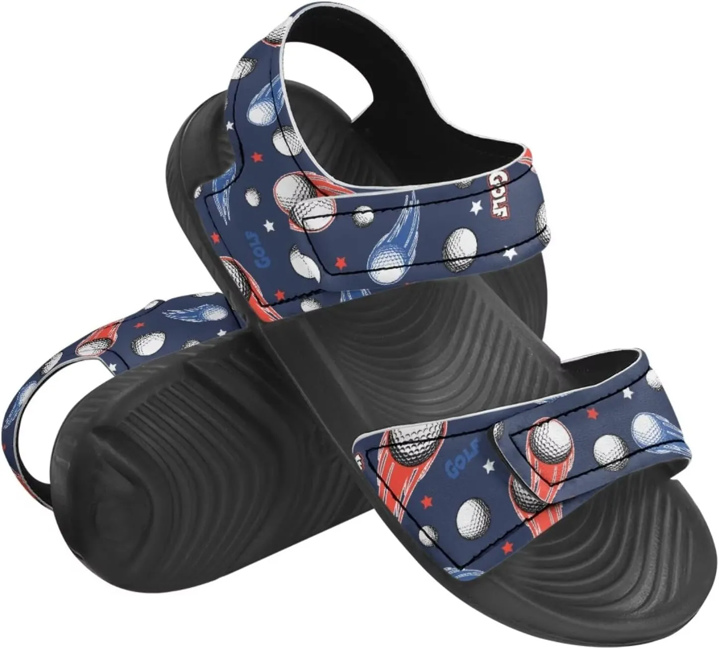 Boys Tractor Print Sandals Adjustable Sport Outdoor Athletic Sandals for Summer Lightweight Beach Water Shoes Toddler/Little Kid/Big Kid
