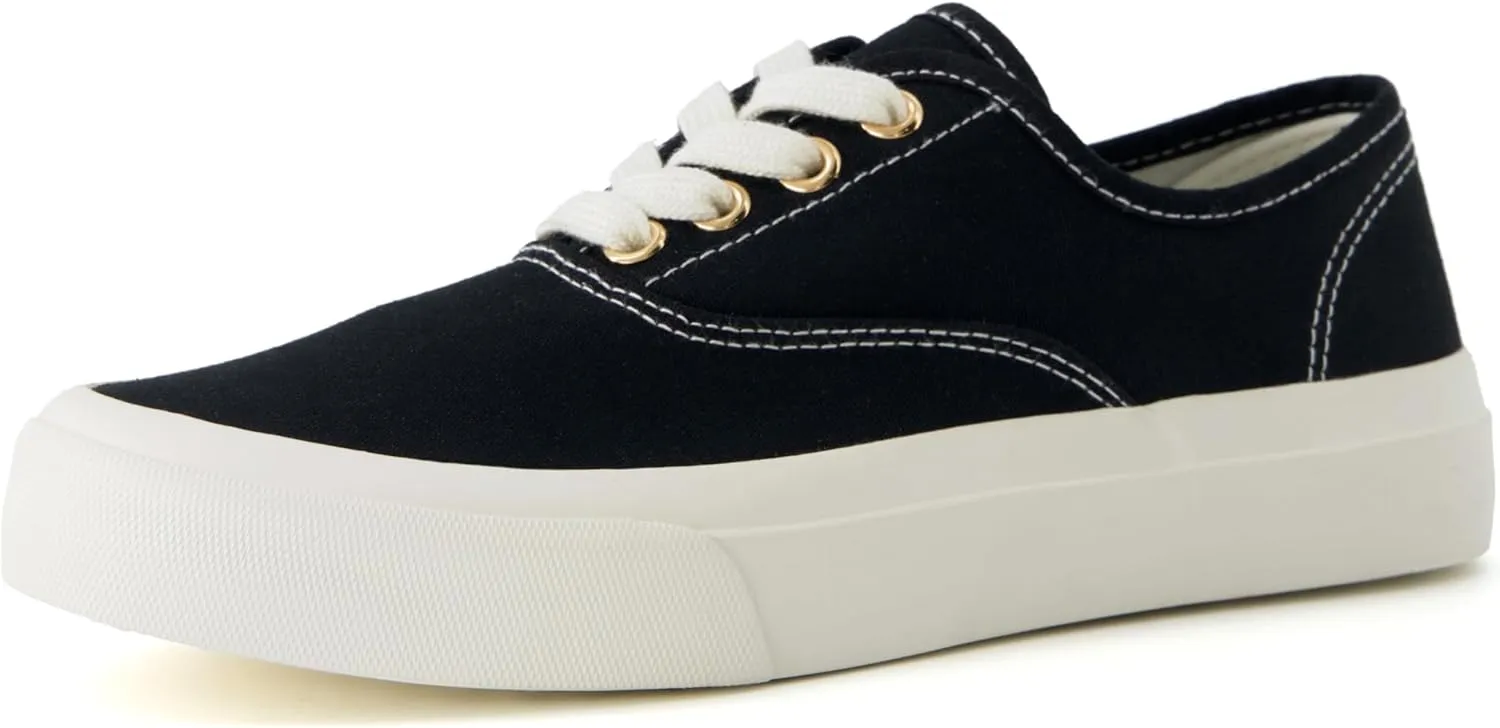 CUSHIONAIRE Women??s Freshman Canvas Lace-Up Sneaker with Memory Foam, Wide Widths Available | Casual Walking Shoes, Lightweight & Comfortable