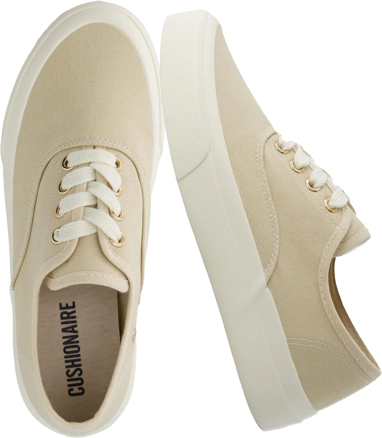CUSHIONAIRE Women??s Freshman Canvas Lace-Up Sneaker with Memory Foam, Wide Widths Available | Casual Walking Shoes, Lightweight & Comfortable