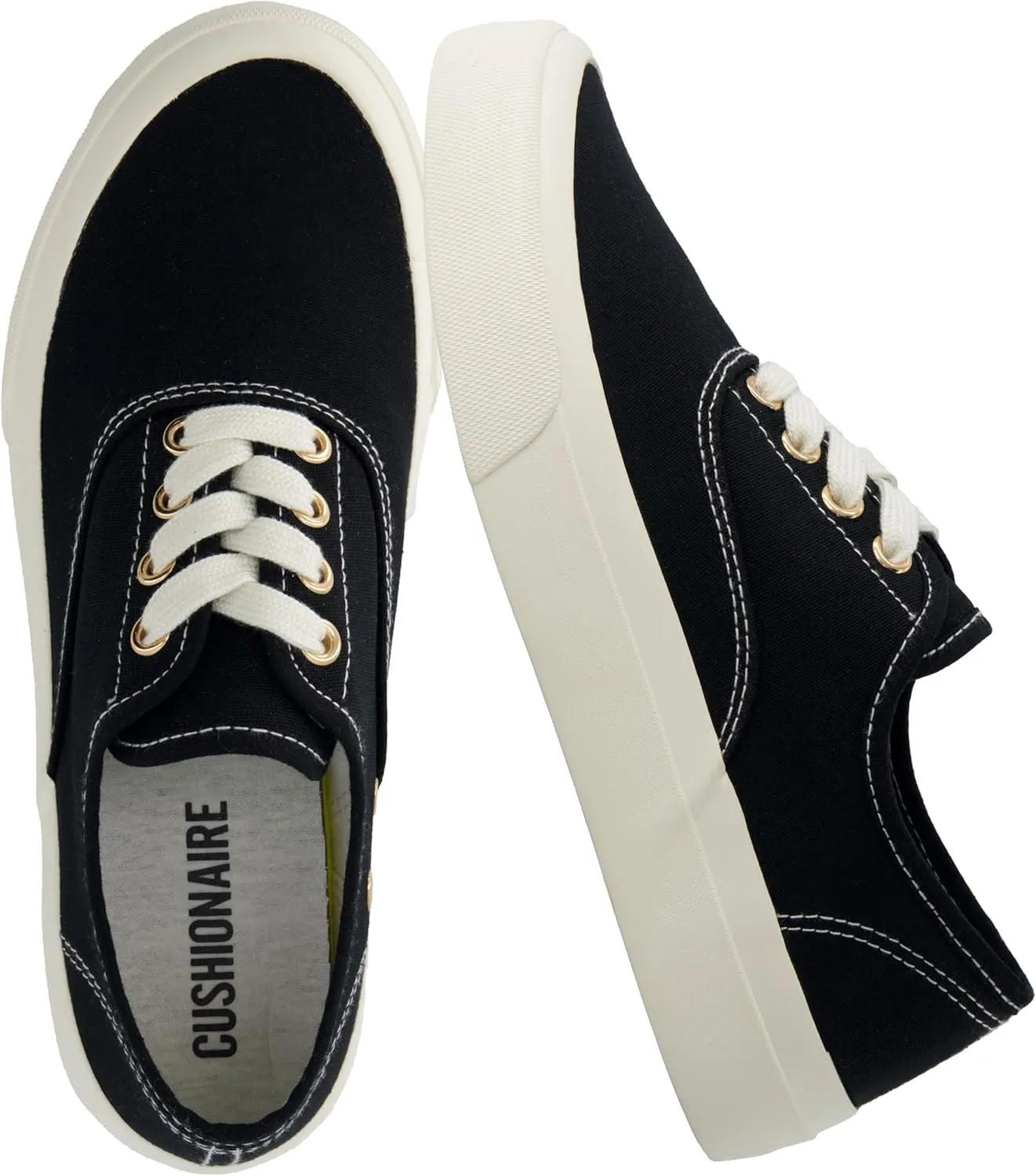 CUSHIONAIRE Women??s Freshman Canvas Lace-Up Sneaker with Memory Foam, Wide Widths Available | Casual Walking Shoes, Lightweight & Comfortable