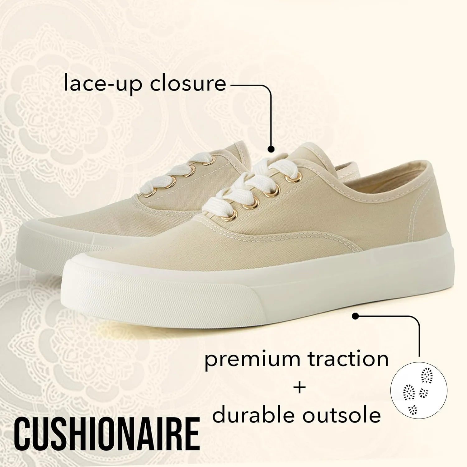 CUSHIONAIRE Women??s Freshman Canvas Lace-Up Sneaker with Memory Foam, Wide Widths Available | Casual Walking Shoes, Lightweight & Comfortable