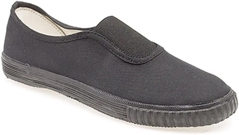 Dek Kids Unisex Junior Gusset Black Canvas Plimsolls