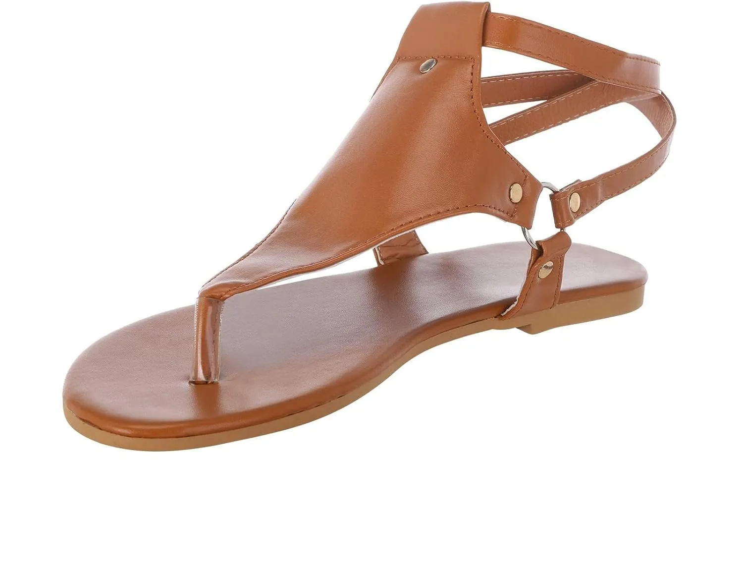 Flat Sandals for Women Roman Slide Slippers Comfortable Ankle Strap T-Strap Flip Flops Beach Outdoor Gladiator Shoes