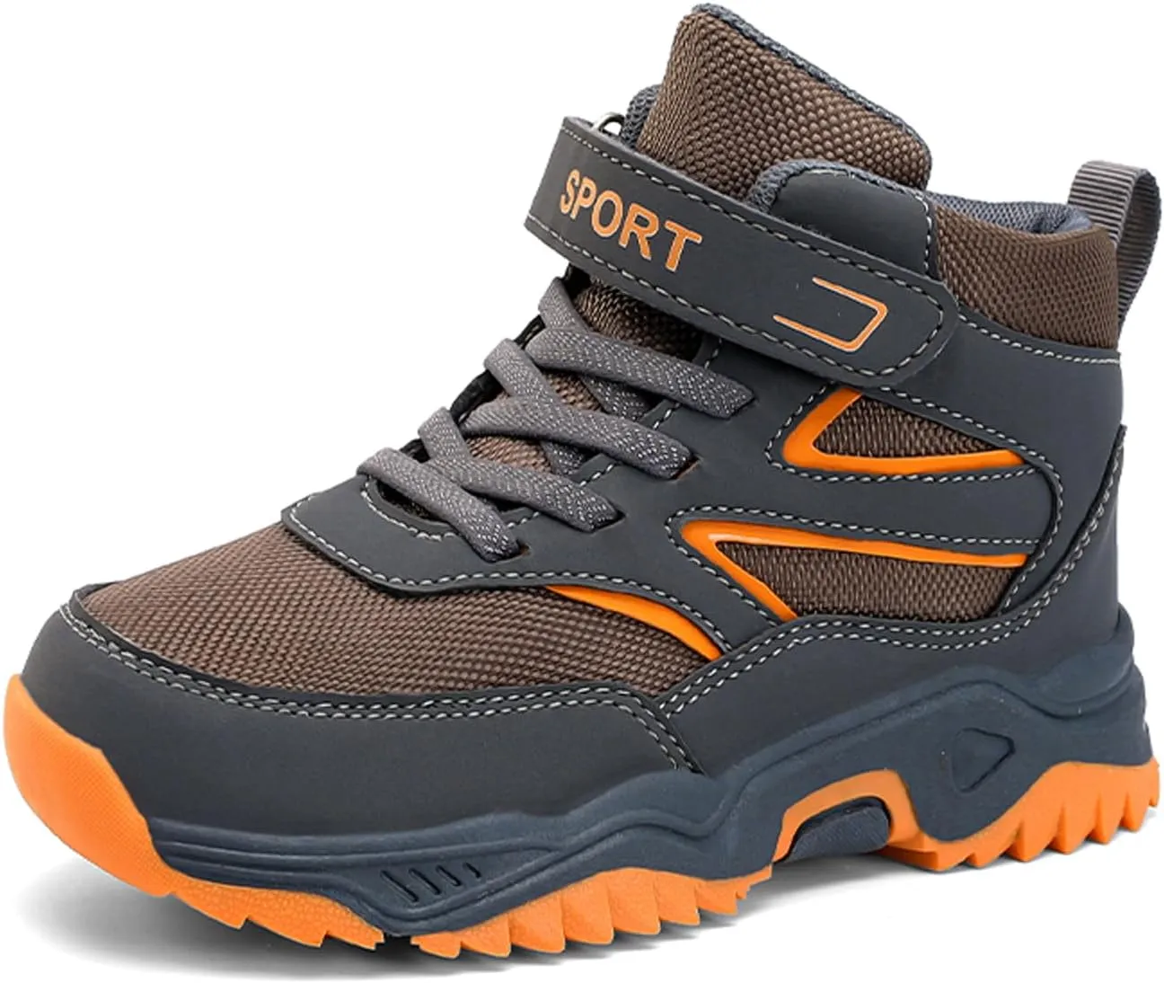 FLIOZY Boys Hiking Boots, Waterproof Slip-Resistant Outdoor Shoes, Breathable and Wear-Resistant Kids Trail Sneakers with Anti-Bump Toe for Little/Big Kids