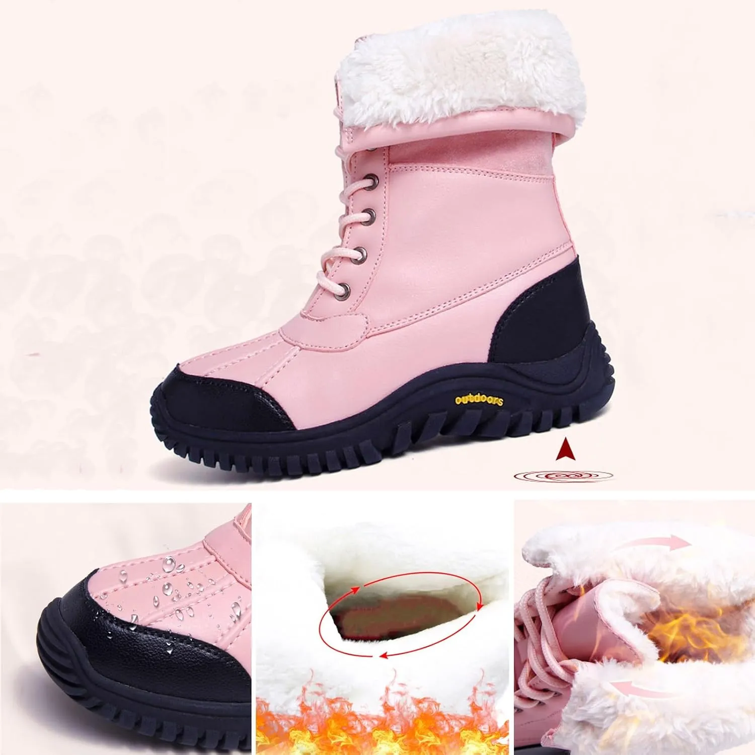 Fur Boots for Women Winter,High Top Protect Ankle Cold-Weather Warm Snow Boots for Women Waterproof,Casual Comfortable Hiking Winter Shoes Women,Slip Resistant