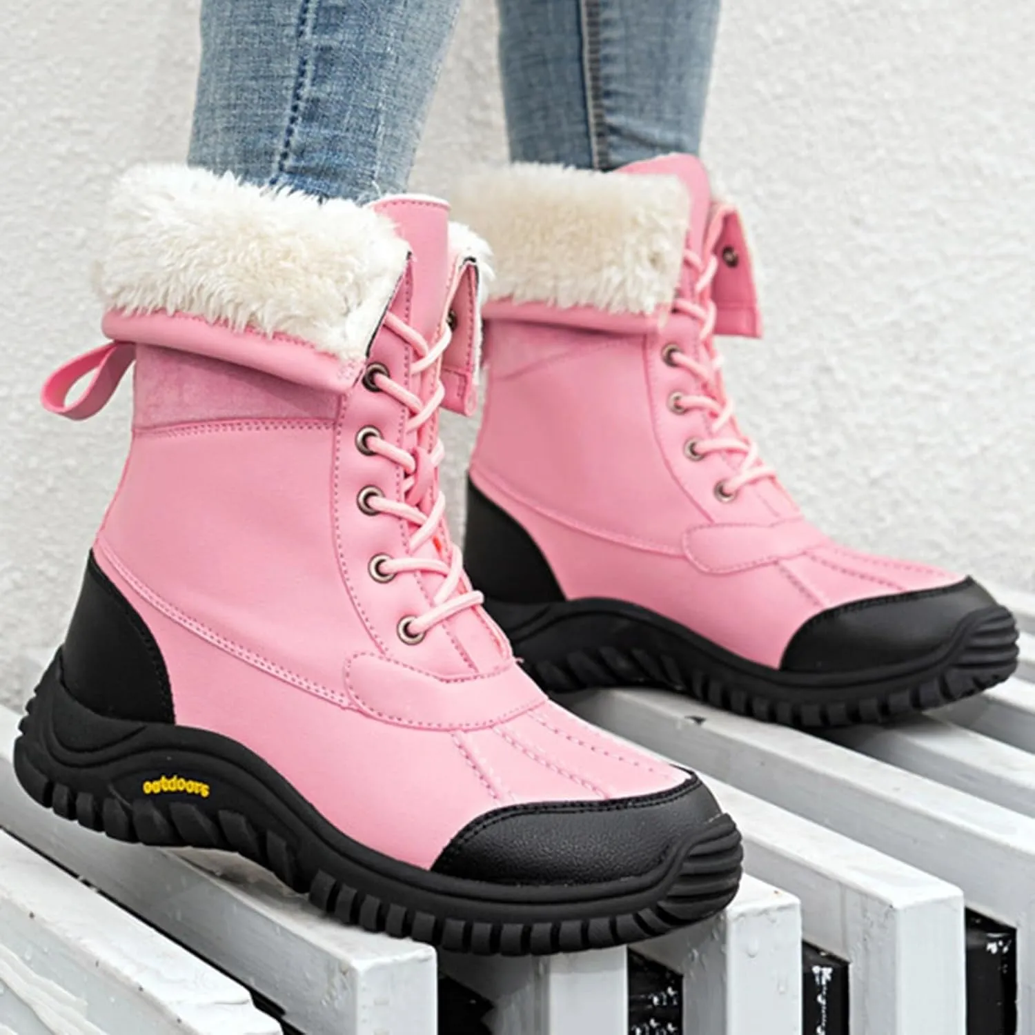 Fur Boots for Women Winter,High Top Protect Ankle Cold-Weather Warm Snow Boots for Women Waterproof,Casual Comfortable Hiking Winter Shoes Women,Slip Resistant