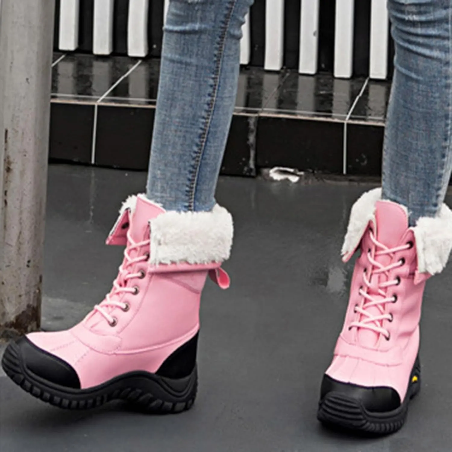 Fur Boots for Women Winter,High Top Protect Ankle Cold-Weather Warm Snow Boots for Women Waterproof,Casual Comfortable Hiking Winter Shoes Women,Slip Resistant