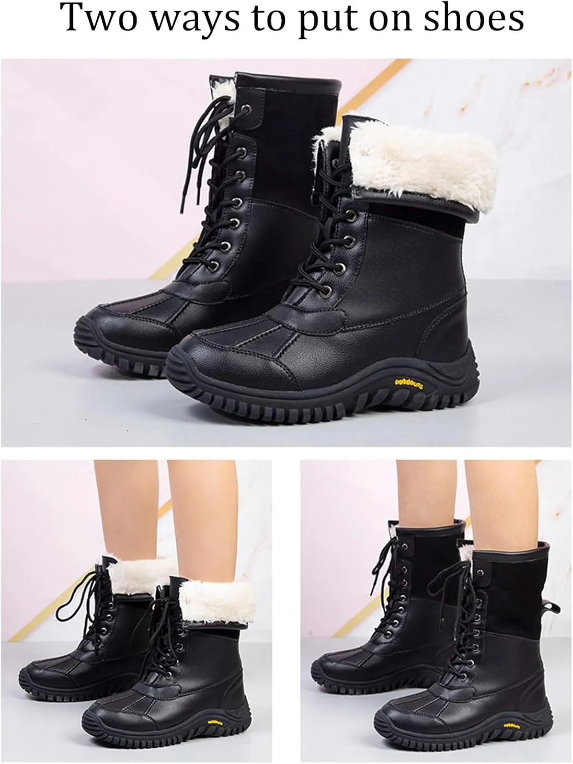 Fur Boots for Women Winter,High Top Protect Ankle Cold-Weather Warm Snow Boots for Women Waterproof,Casual Comfortable Hiking Winter Shoes Women,Slip Resistant