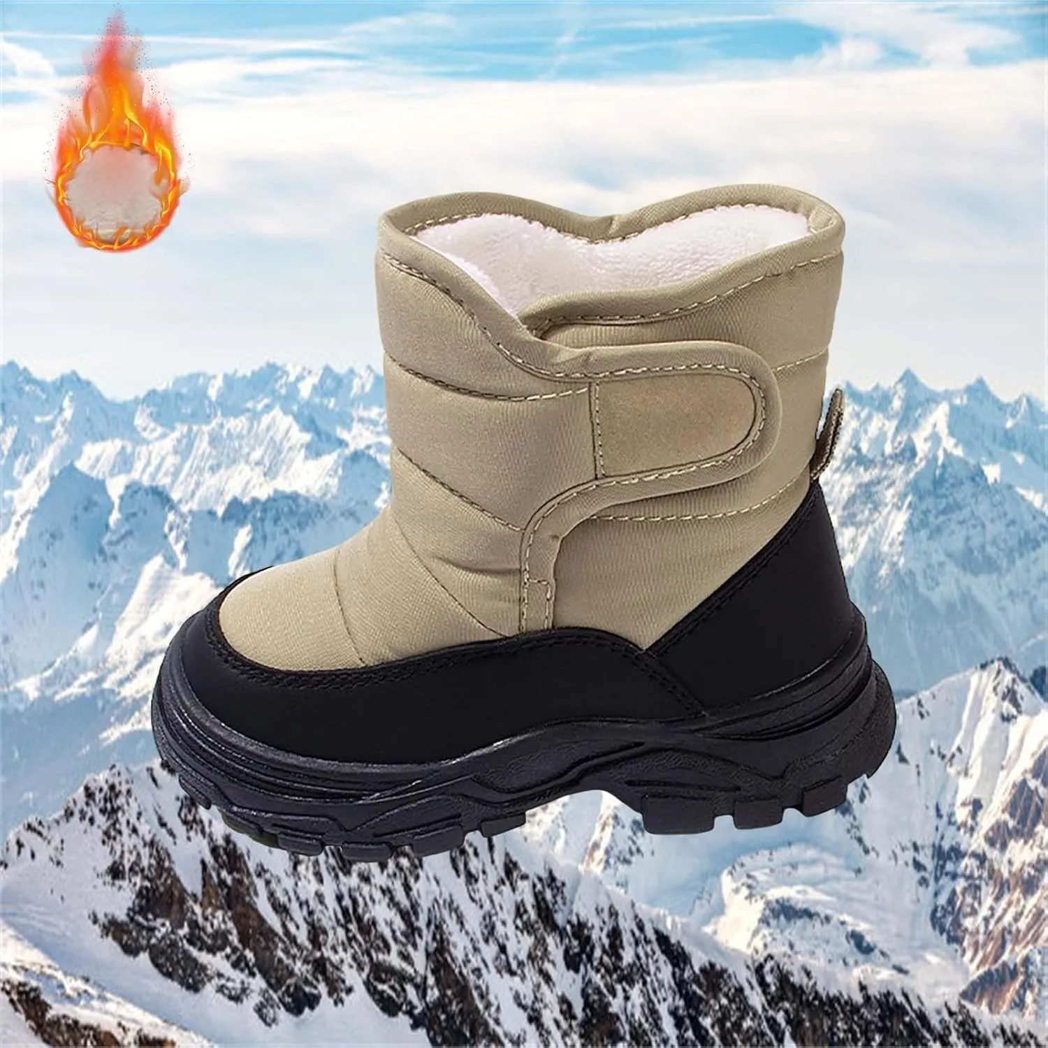 Fuzzy Chunky Sole Booties For Toddler Kids Open Toe Ankle Warm Shoes Winter Outdoor Non Slip Boots Chunky Thick Comfy