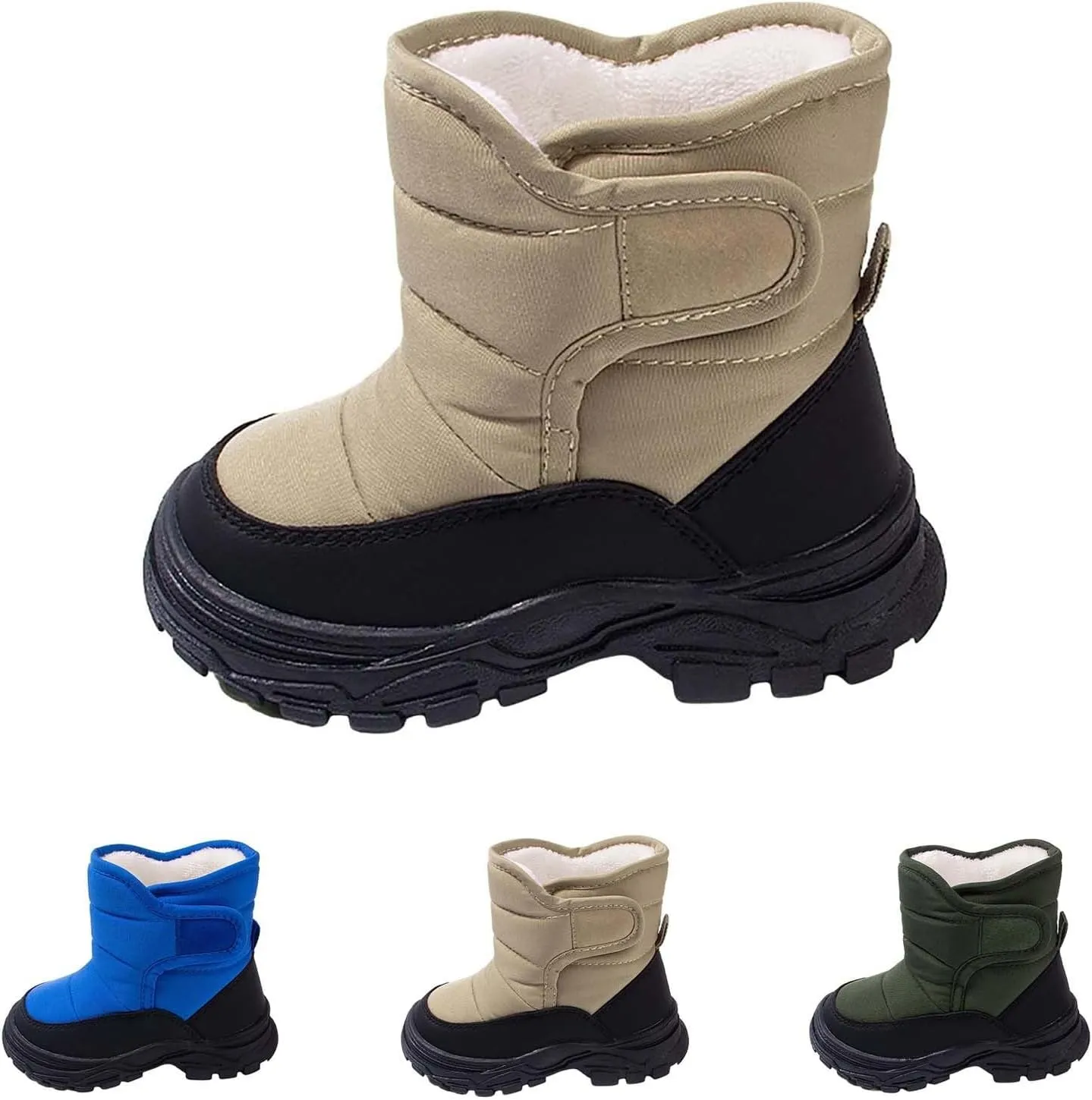 Fuzzy Chunky Sole Booties For Toddler Kids Open Toe Ankle Warm Shoes Winter Outdoor Non Slip Boots Chunky Thick Comfy