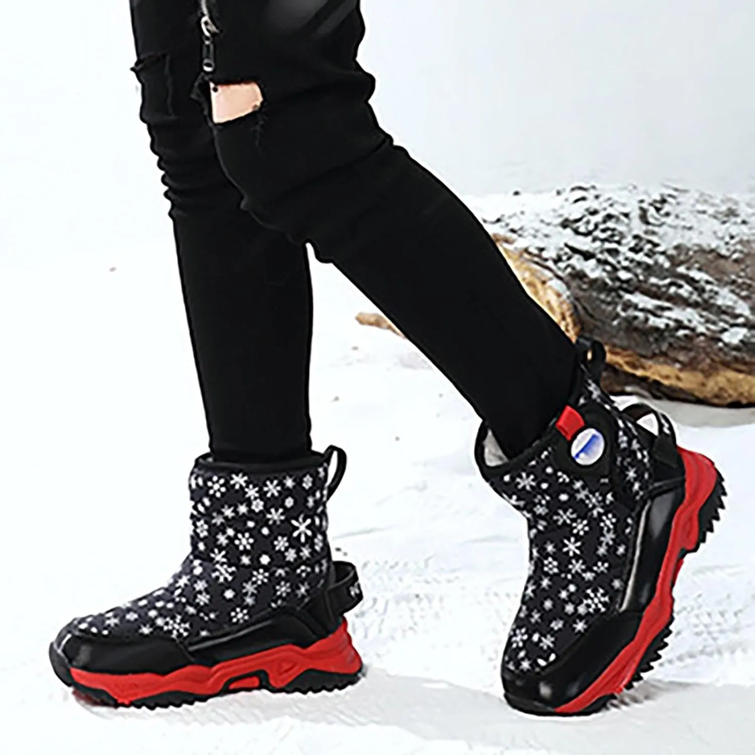 Girls Boys Snow Boots Outdoor Warm Comfortable Non Slip Mid Calf Padded Small Big Kids Winter Girls Cute Winter Boots