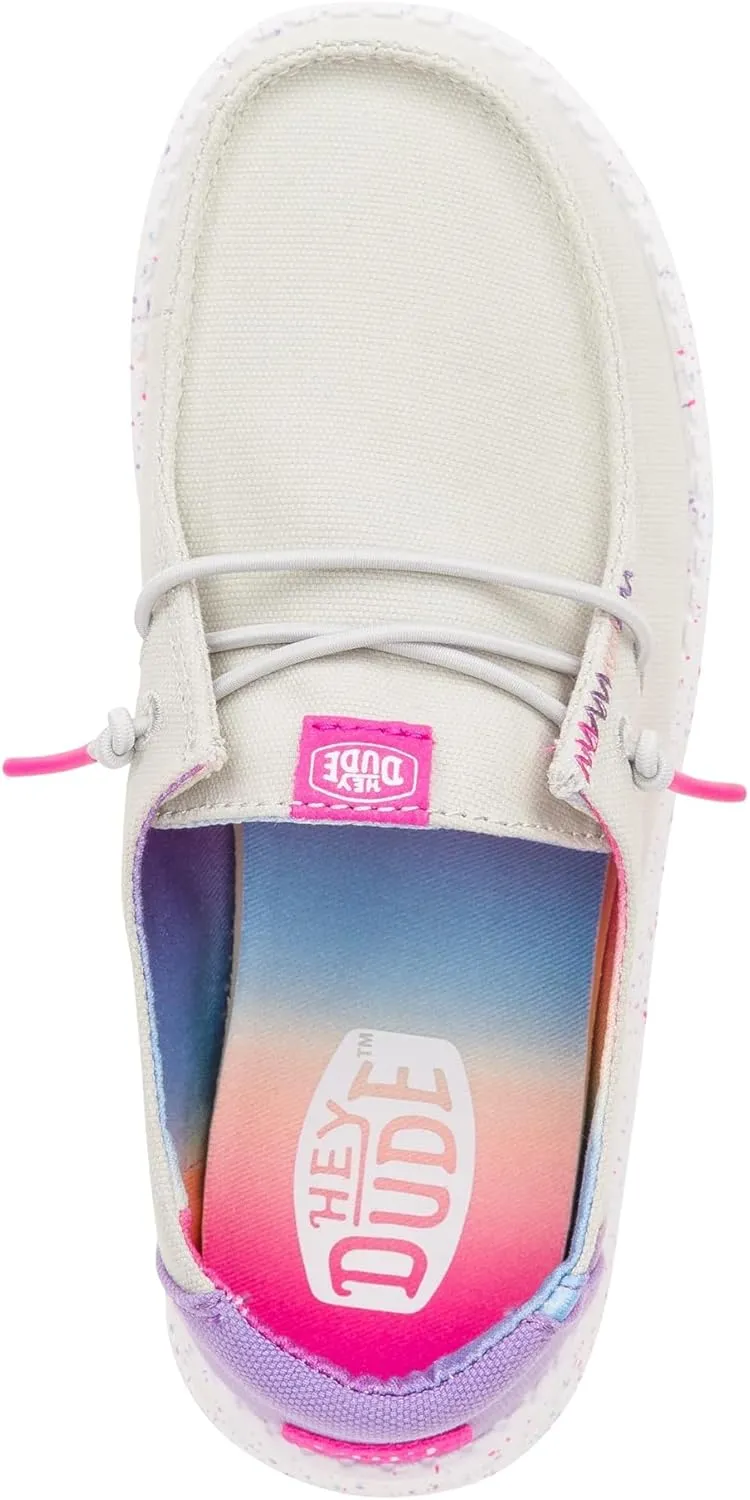 Hey Dude Kids Wendy Color Fun (Little Kid/Big Kid) - Shoes for Kids - Comfy Canvas Upper - Rubber Outsole