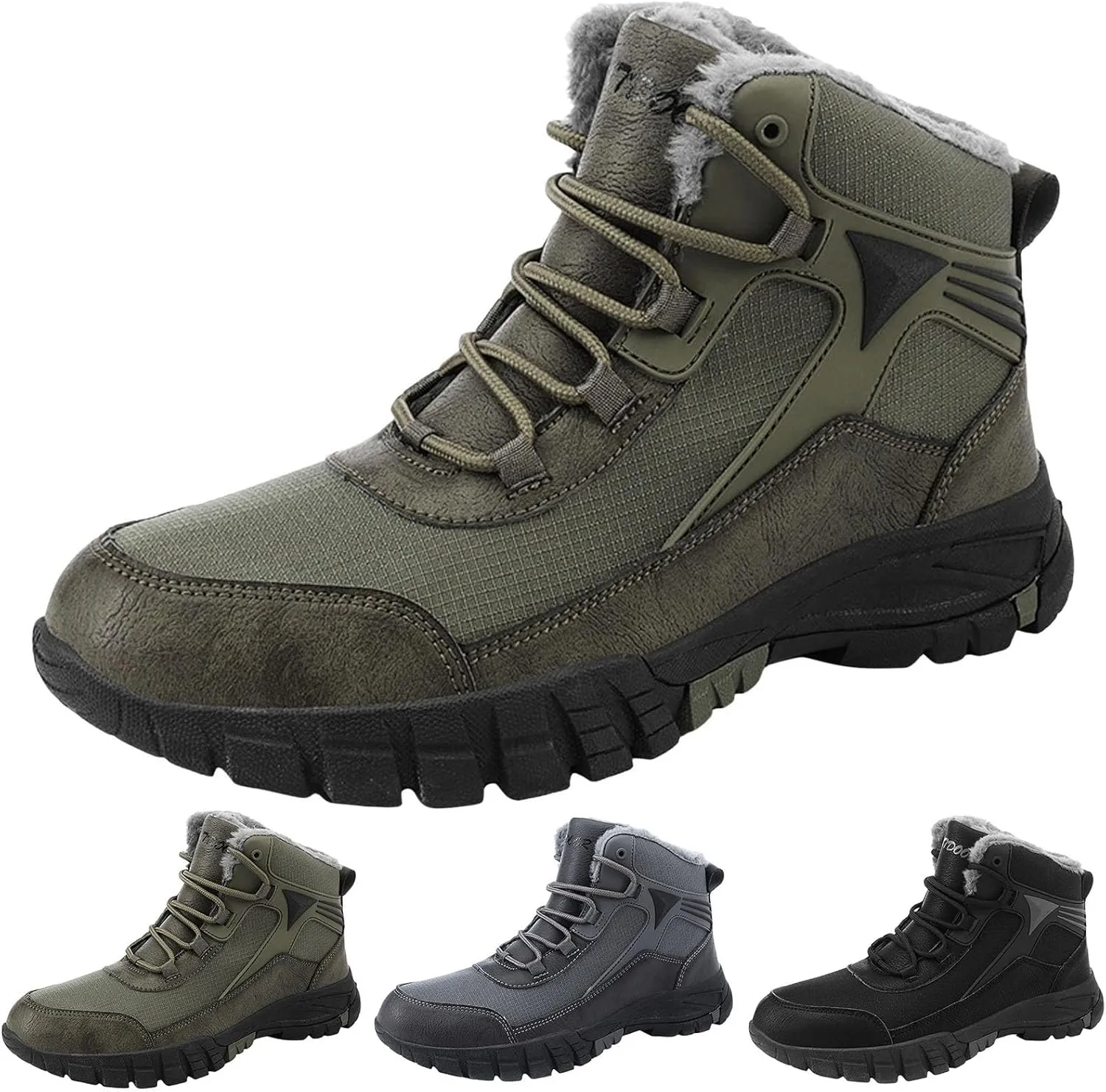 Hiking Boots for Teen Boys, Waterproof Boots Cold Weather Insulated Fur Boots Outdoor Work Boots Women's Winter Boots