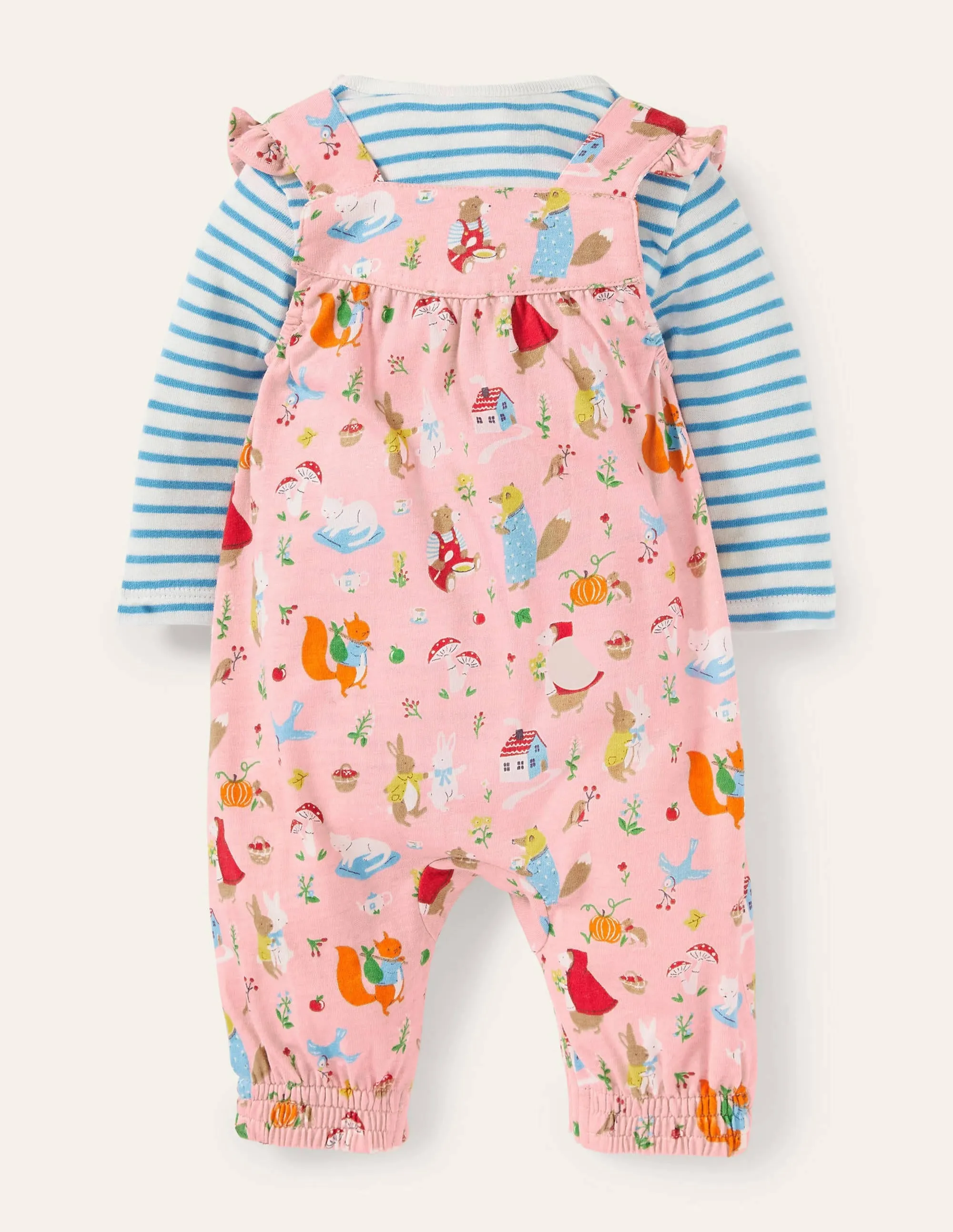 Jersey Dungaree Set-Boto Pink Bedtime Stories