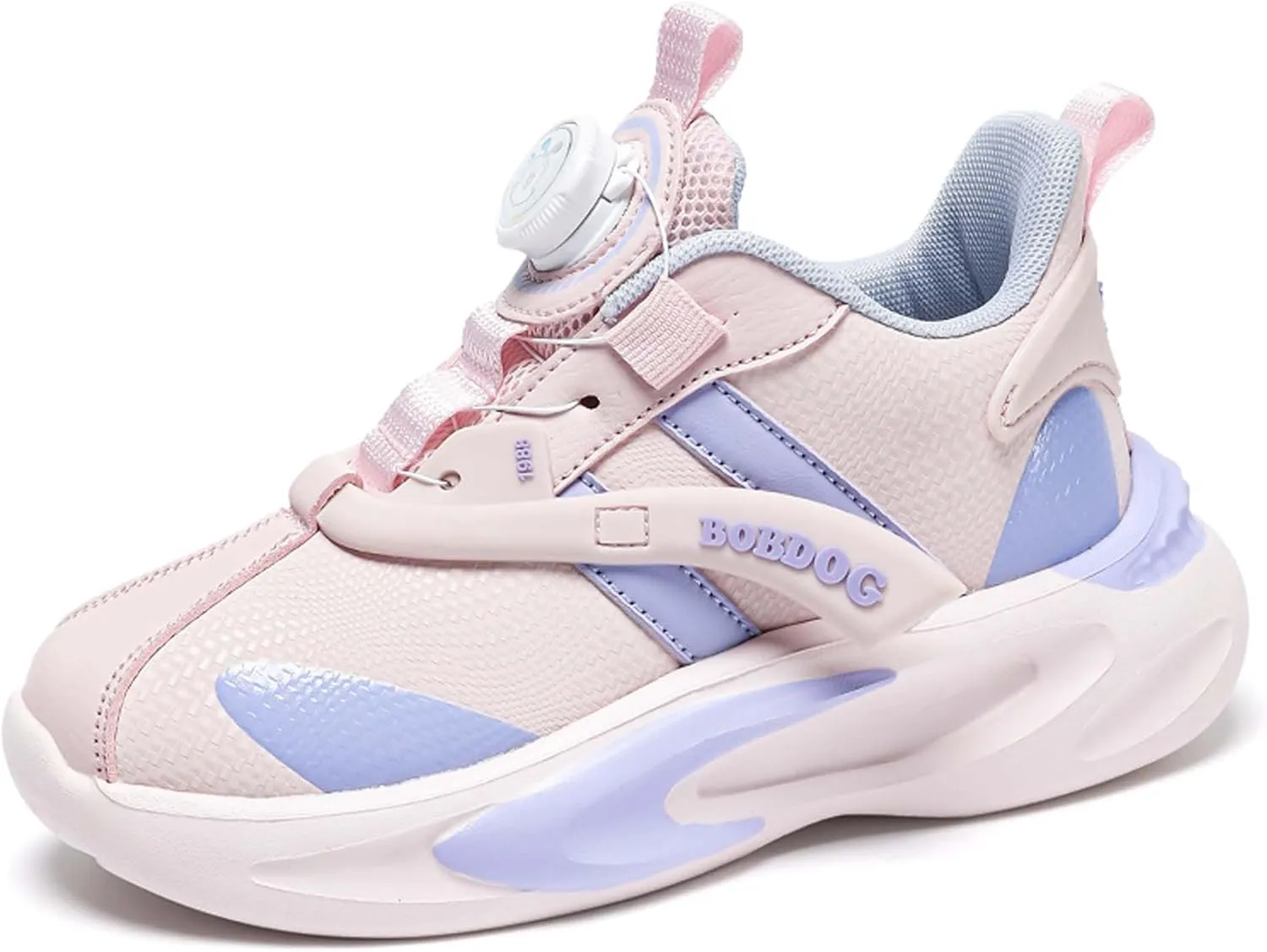 Kid's Rotating Buckle Running Shoes, Breathable and Lightweight Walking Shoes, Anti Slip and Wear-Resistant Sports Shoes, Synthetic Leather Upper Running Shoes, Short Distance Running Shoes.