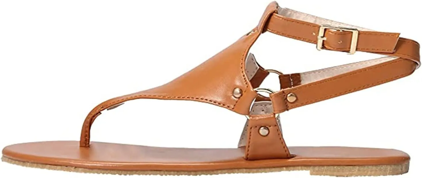 Ladmiple Sandals for Women Dressy,Womens Summer Fashion Flip Flops Gladiator Strappy Sandal Roman Casual Beach Flat Shoe