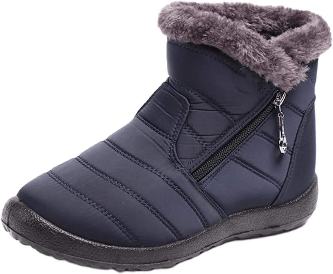 Ladmiple Winter Boots For Women Waterproof Snow Non Slip Warm Fur Lined Ankle Booties Outdoor Comfortable Walking Shoes