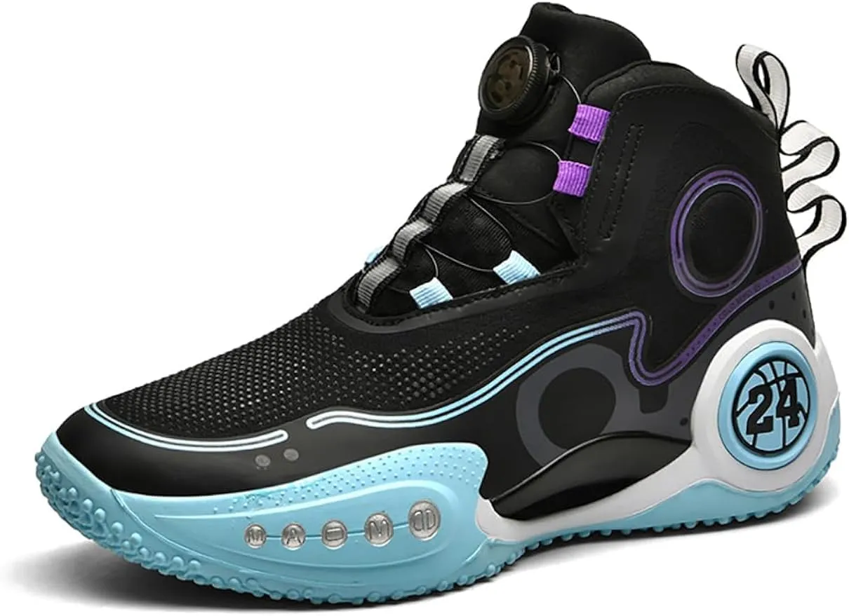 Mens Basketball Shoes Non Slip Sneakers Professional Basketball Sports Shoes for Men Running Shoes (Black,10.5)