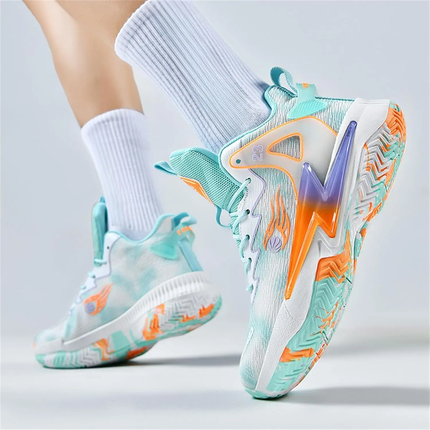 Men's Breathable Mesh Lace Up Basketball Shoes Fashion High-Top Non-Slip Sneakers Casual Gym Sports Tennis Jogging Running Walking Shoes
