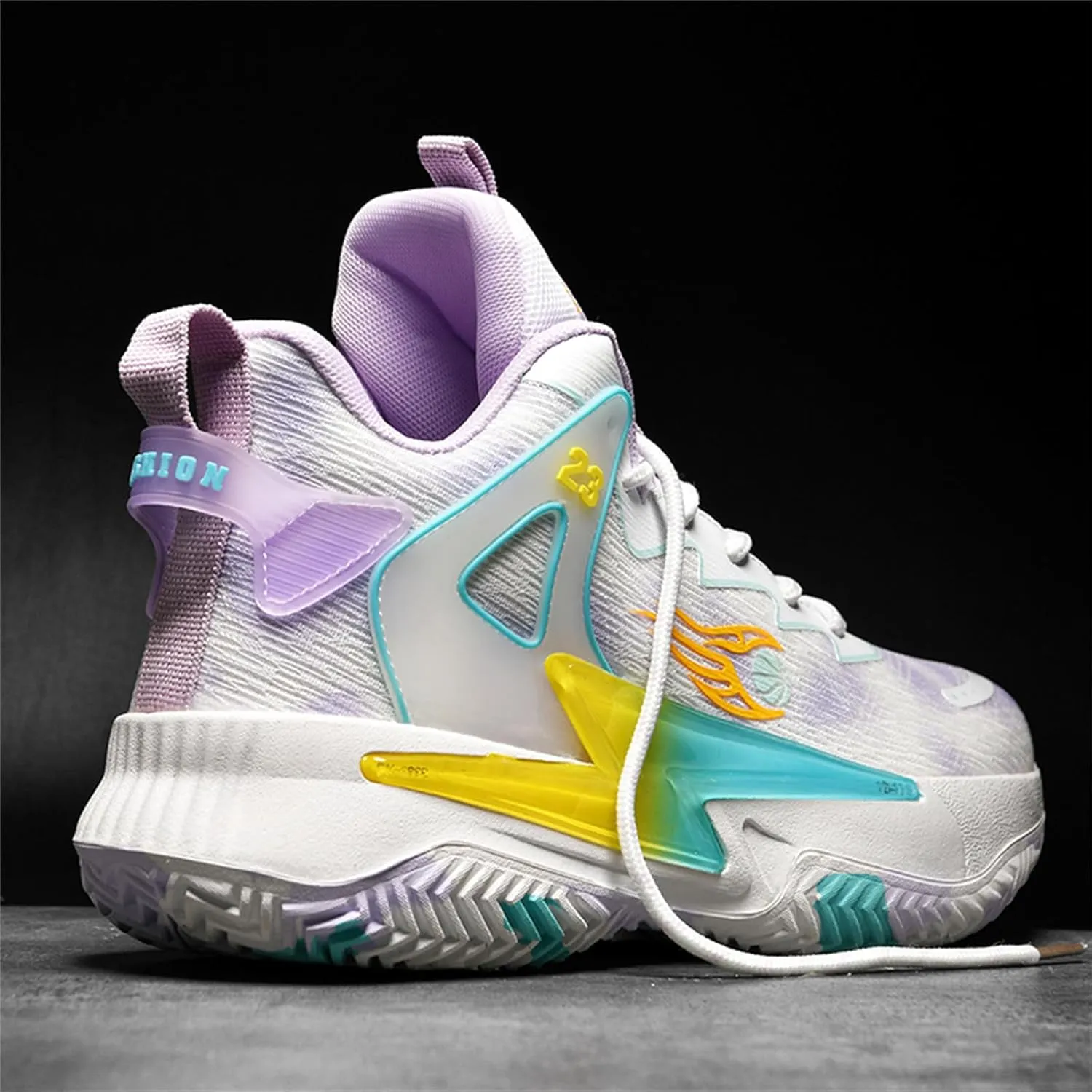 Men's Breathable Mesh Lace Up Basketball Shoes Fashion High-Top Non-Slip Sneakers Casual Gym Sports Tennis Jogging Running Walking Shoes