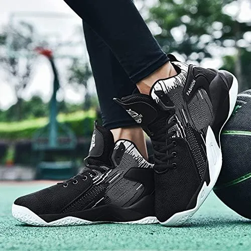 Mens High Top Basketball Shoes Fashion Running Sport Shoes Breathable Non-Slip Outdoor Casual Walk Athletic Basketball Sneakers