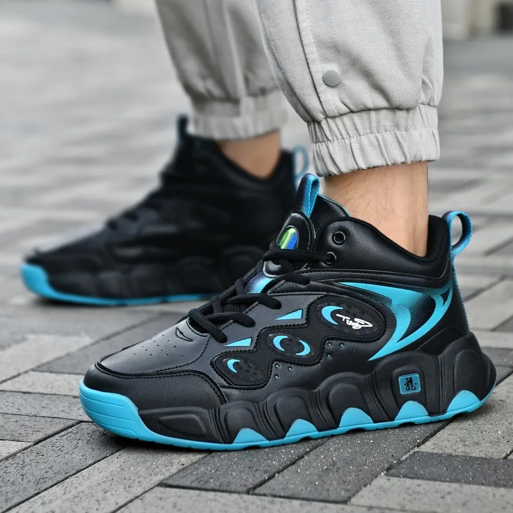 Men's High-Top Basketball Shoes,Artificial Leather Sneakers,Plus Sizes