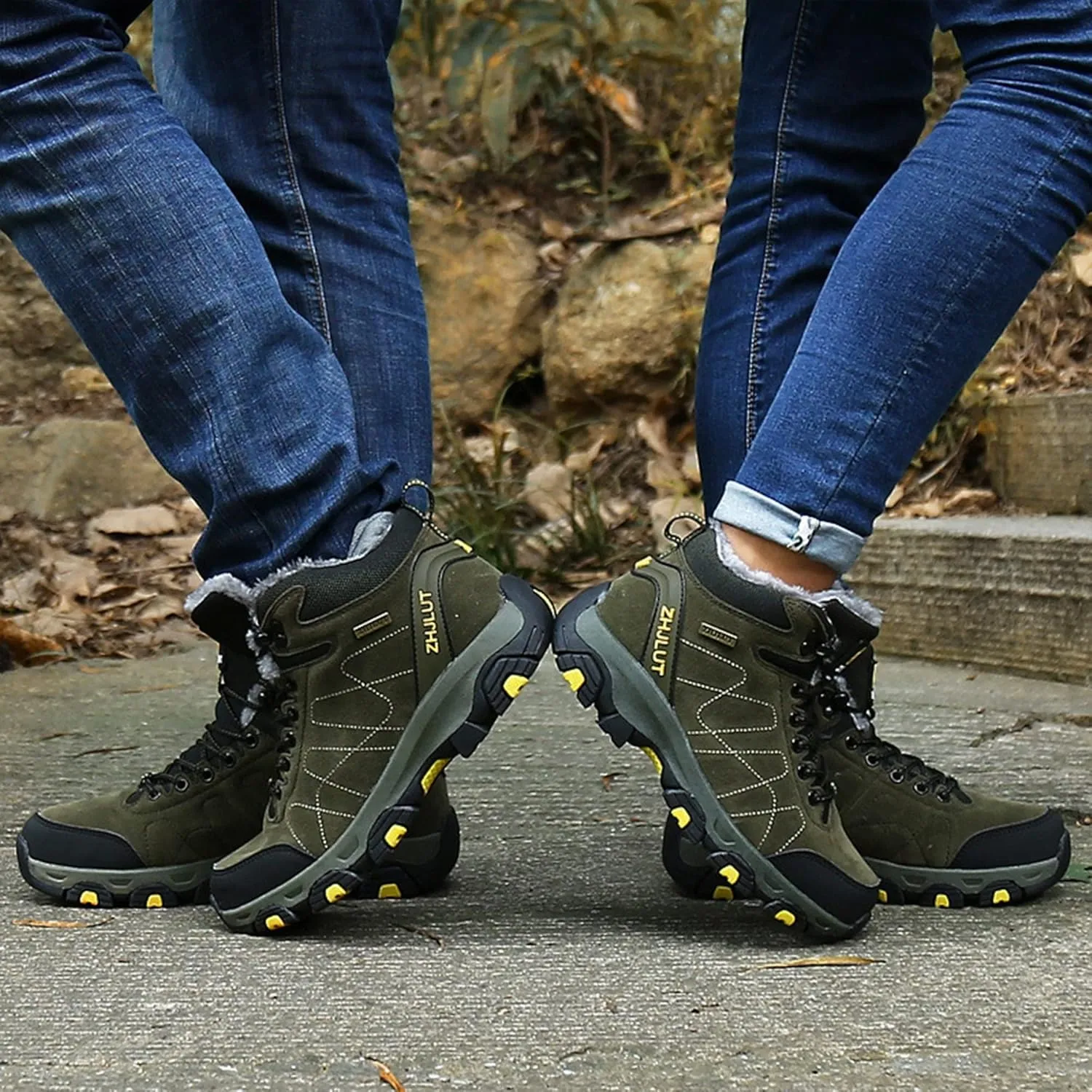 Mens Hiking Ankle Boots Waterproof Winter Warm Boots Breathable Lightweight Outdoor Casual