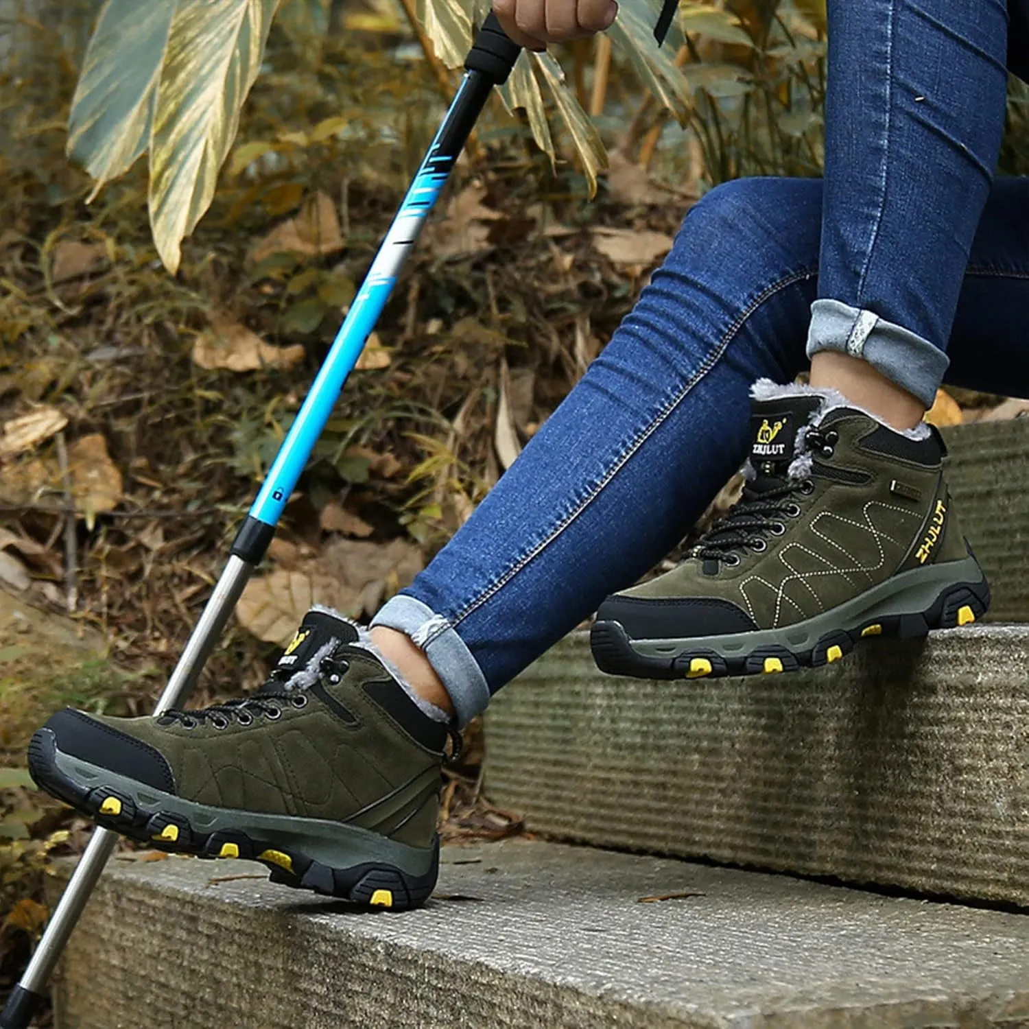 Mens Hiking Ankle Boots Waterproof Winter Warm Boots Breathable Lightweight Outdoor Casual