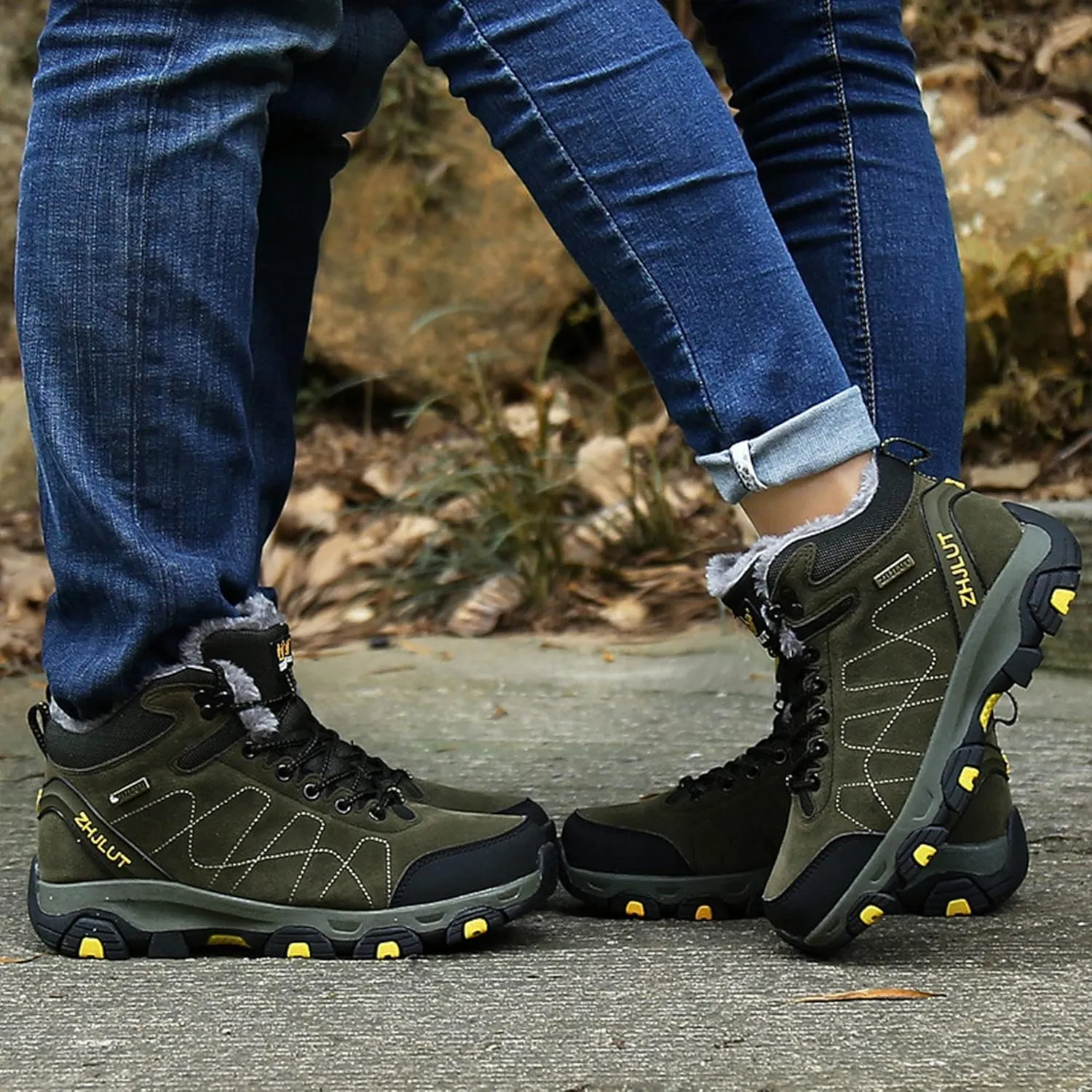 Mens Hiking Ankle Boots Waterproof Winter Warm Boots Breathable Lightweight Outdoor Casual