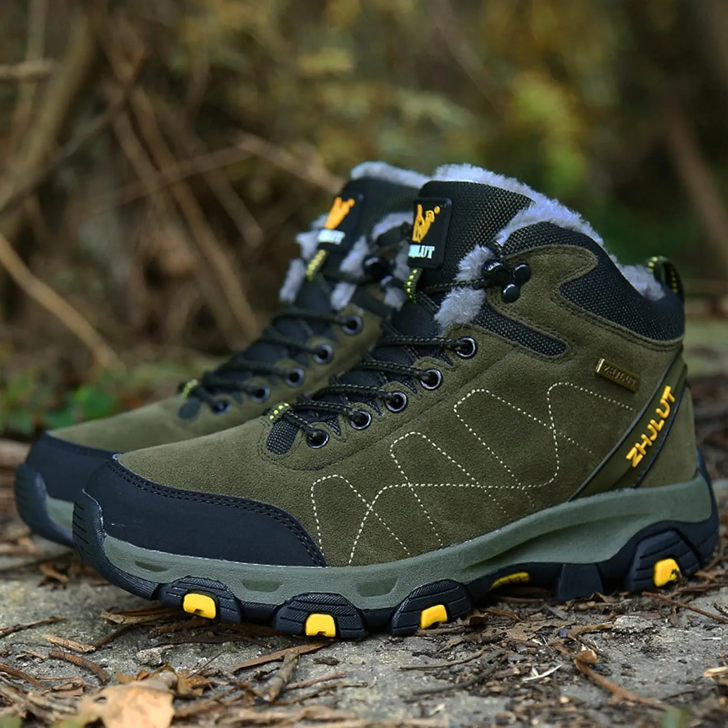 Mens Hiking Ankle Boots Waterproof Winter Warm Boots Breathable Lightweight Outdoor Casual