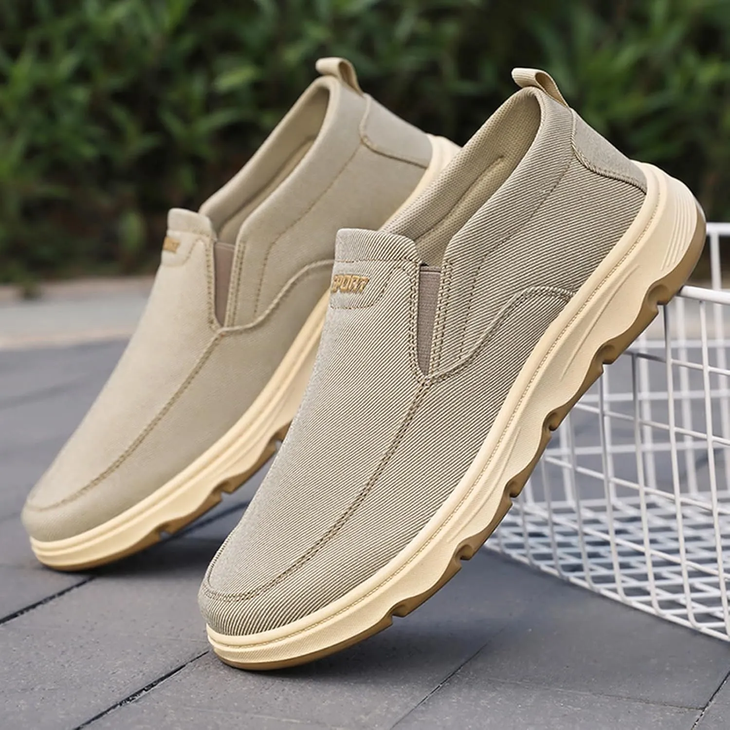Men's Slip-On Canvas Walking Loafers,Comfortable Non Slip Orthopedic Flat Sneakers Outdoor Lightweight Casual Working Driving Boat Shoes