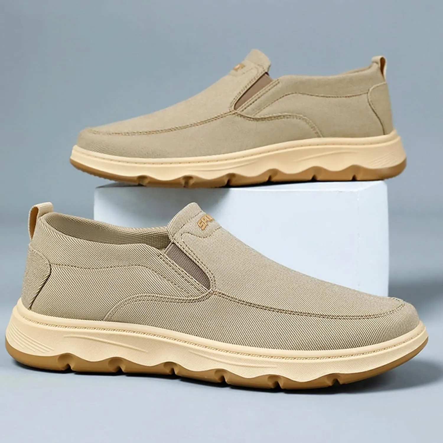 Men's Slip-On Canvas Walking Loafers,Comfortable Non Slip Orthopedic Flat Sneakers Outdoor Lightweight Casual Working Driving Boat Shoes