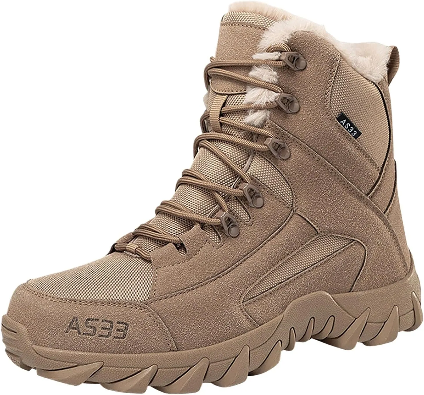 Mens Snow Boots Mid Calf Waterproof Warm Furry Lined Winter Boots Lace Up Non-Slip Ankle Boots Slip on Athletic Lightweight Hiking Shoes