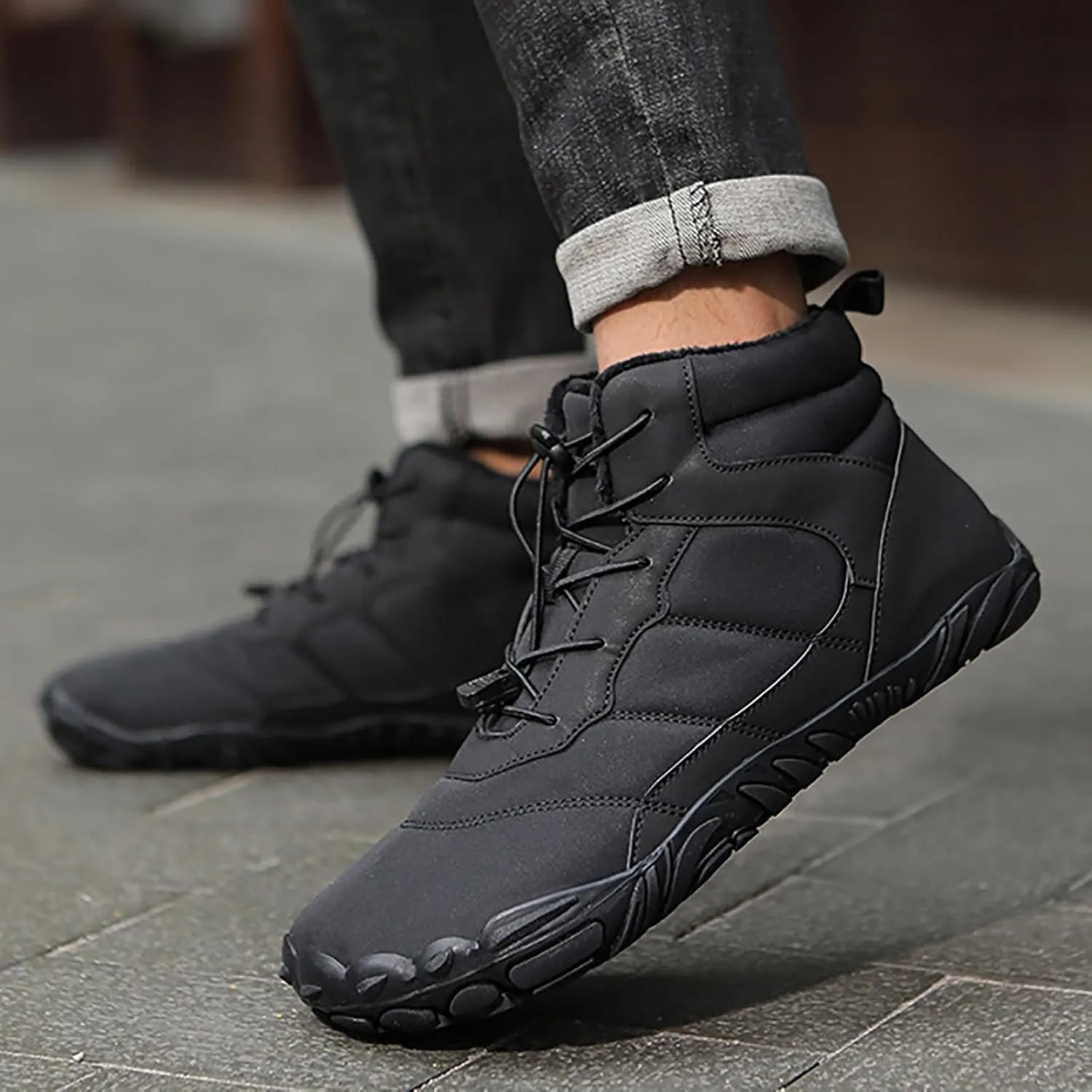 Men's Snow Boots Waterproof Furry Lined Warm Winter Boots Lace Up Cold Weather Anti-Slip Ankle Boots Comfortable Slip on Hiking Walking Shoes Sneakers