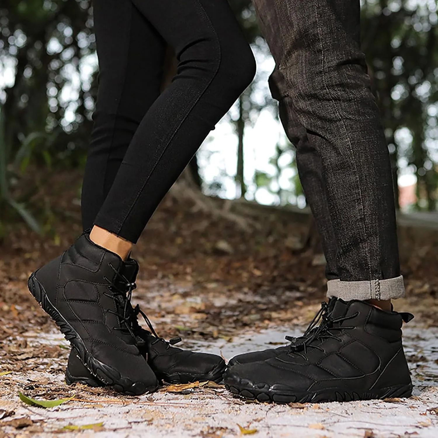 Men's Snow Boots Waterproof Furry Lined Warm Winter Boots Lace Up Cold Weather Anti-Slip Ankle Boots Comfortable Slip on Hiking Walking Shoes Sneakers