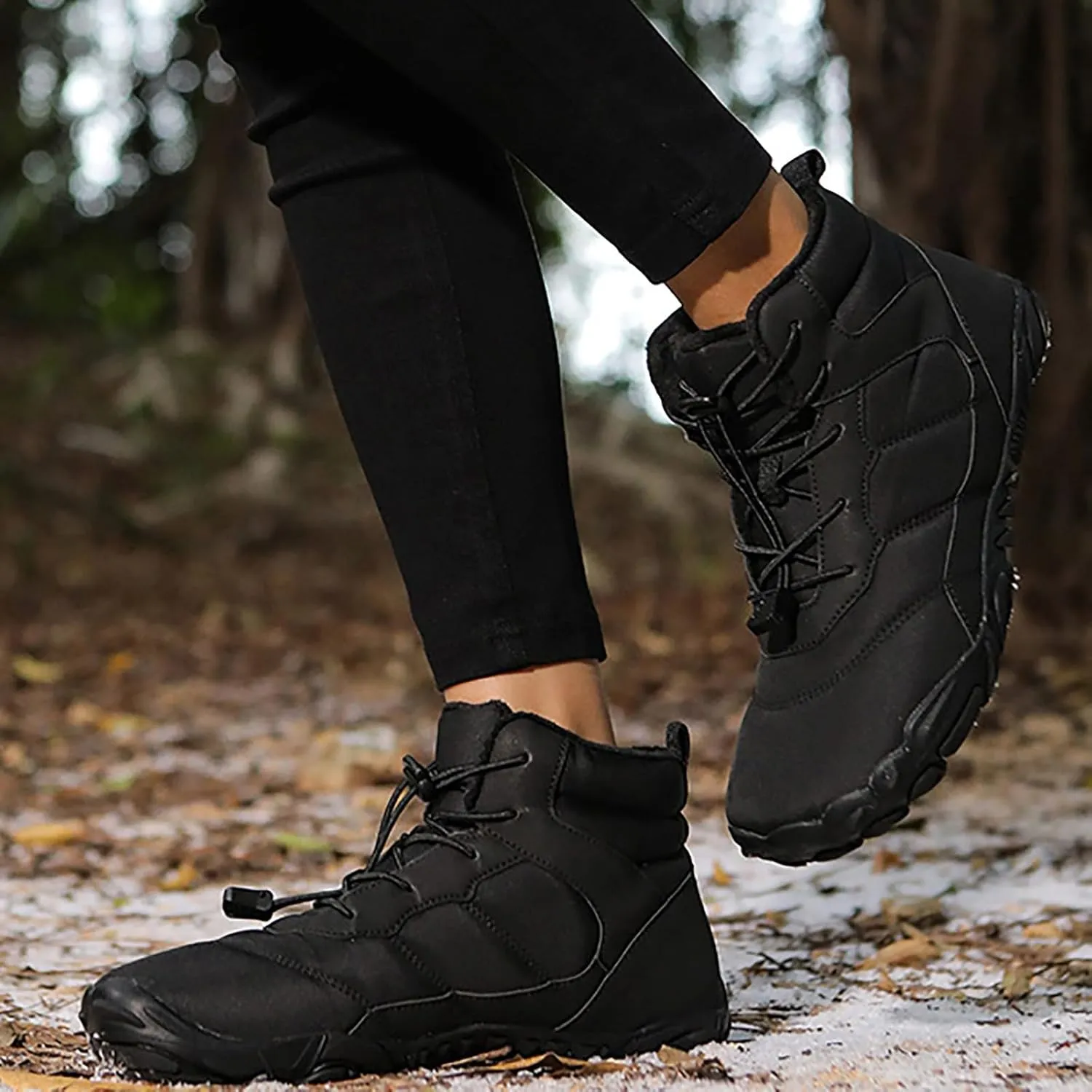 Men's Snow Boots Waterproof Furry Lined Warm Winter Boots Lace Up Cold Weather Anti-Slip Ankle Boots Comfortable Slip on Hiking Walking Shoes Sneakers