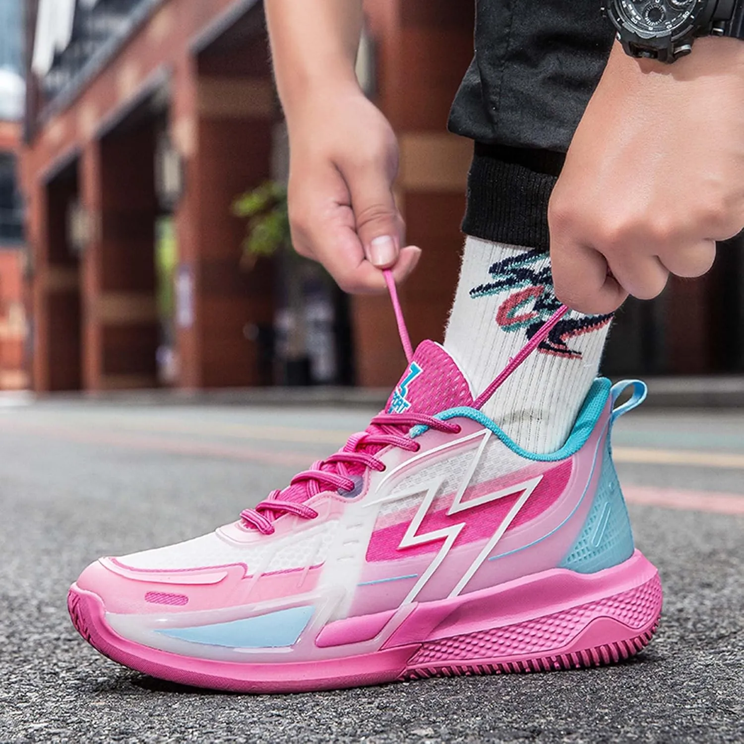 Middle School and Youth Basketball Shoes, Unisex Fashion Sports Basketball Shoes, Breathable Outdoor Cushioning Sports Shoes