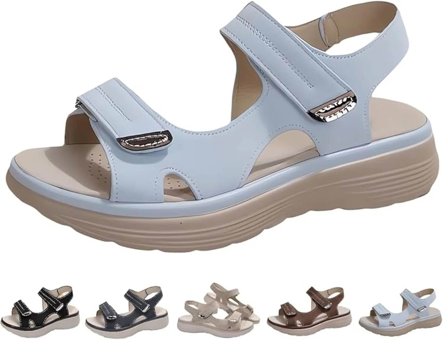 Orthopedic Sandals for Women Arch Support Dressy Summer Comfortable Walking Sandals Wide Width Dress Shoes Soft Cushion Foam Wedges Comfy Recovery Hiking Sandal