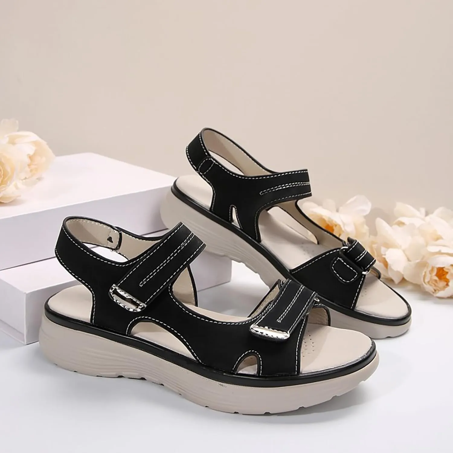 Orthopedic Sandals for Women Arch Support Dressy Summer Comfortable Walking Sandals Wide Width Dress Shoes Soft Cushion Foam Wedges Comfy Recovery Hiking Sandal