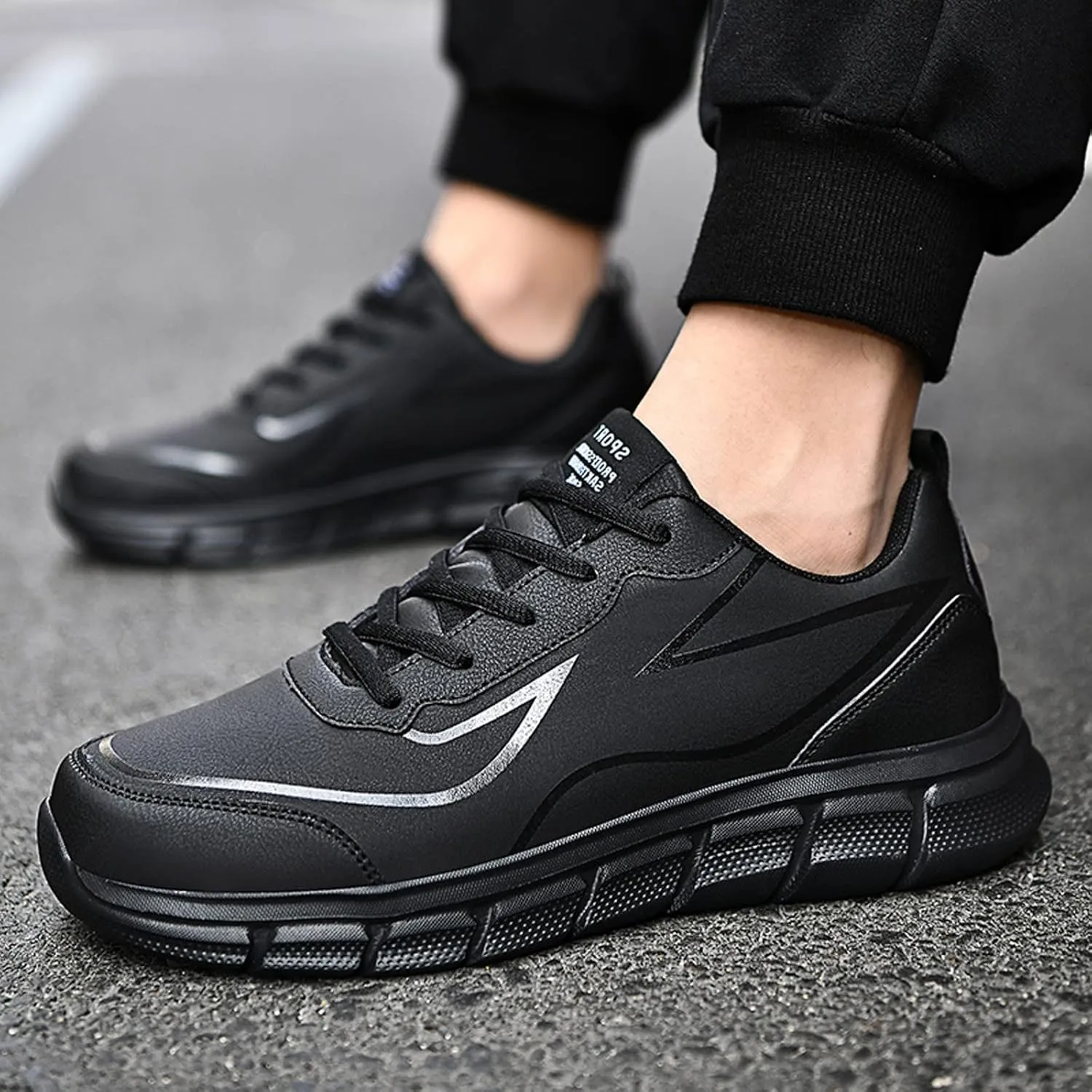 Outdoor Men Mountaineering Casual Sport Shoes Lace Up Solid Color Running Men's Classic Leather Fashion Sneaker