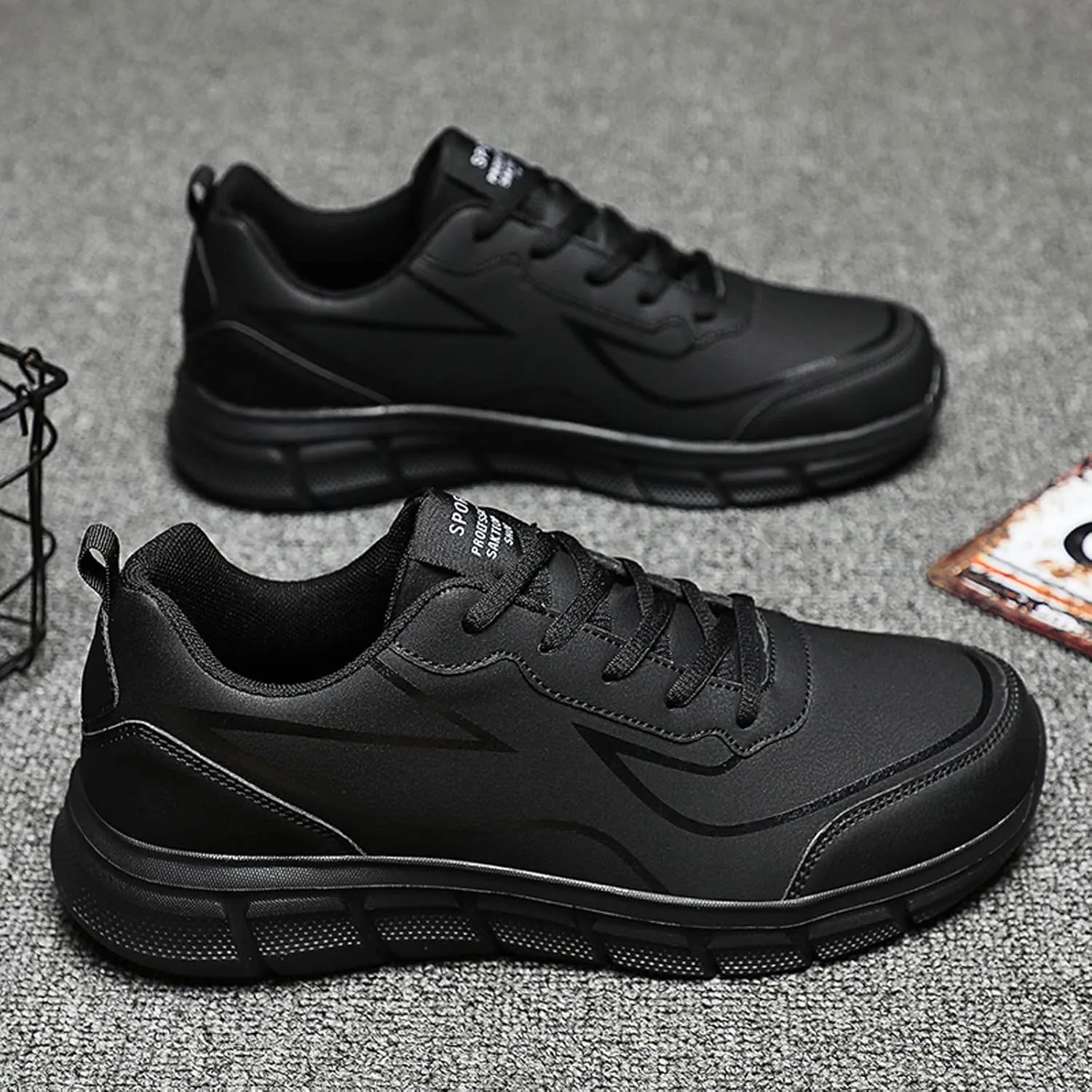 Outdoor Men Mountaineering Casual Sport Shoes Lace Up Solid Color Running Men's Classic Leather Fashion Sneaker
