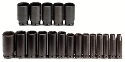 Proto 74116 Torqueplus 19 Piece Deep Impact Socket Sets, 1/2 in, 6 Point (1 Set)
