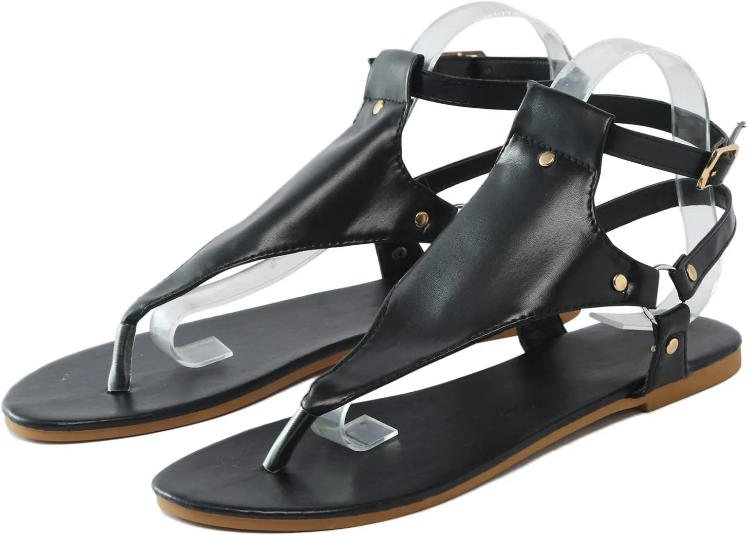 Sandals for Women 2024 Dressy Thong Sandals Open Toe Shoes Flat Buckle Ankle Strap Comfy Summer Walking Gladiator Sandals