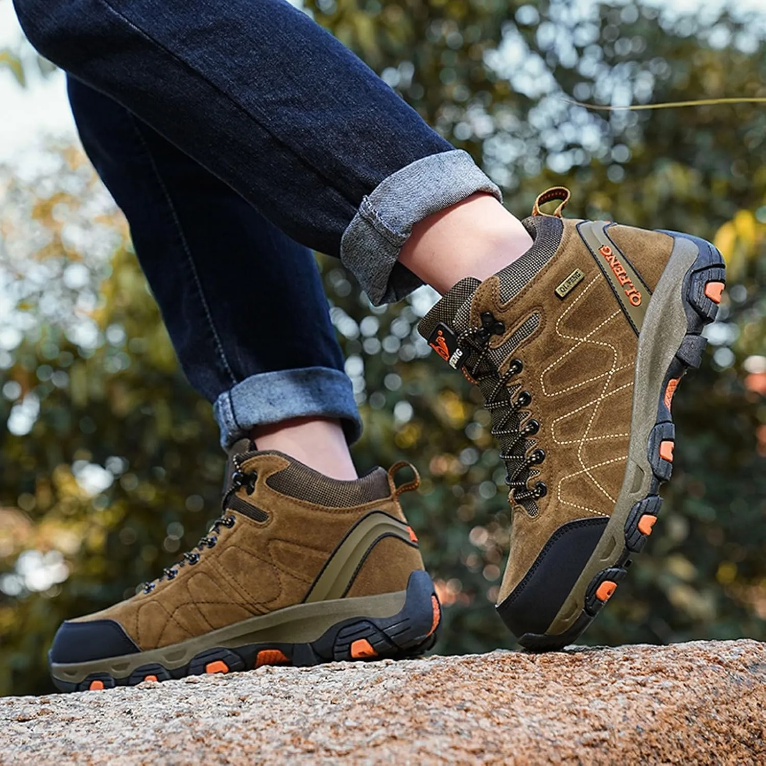 Snow Boots for Men Warm Faux Furry Lined Footwear Waterproof Outdoor Comfort Winter Boots Non-slip Lace Up Ankle Boots for Cold Weather Hiking Boot Trekking Boots
