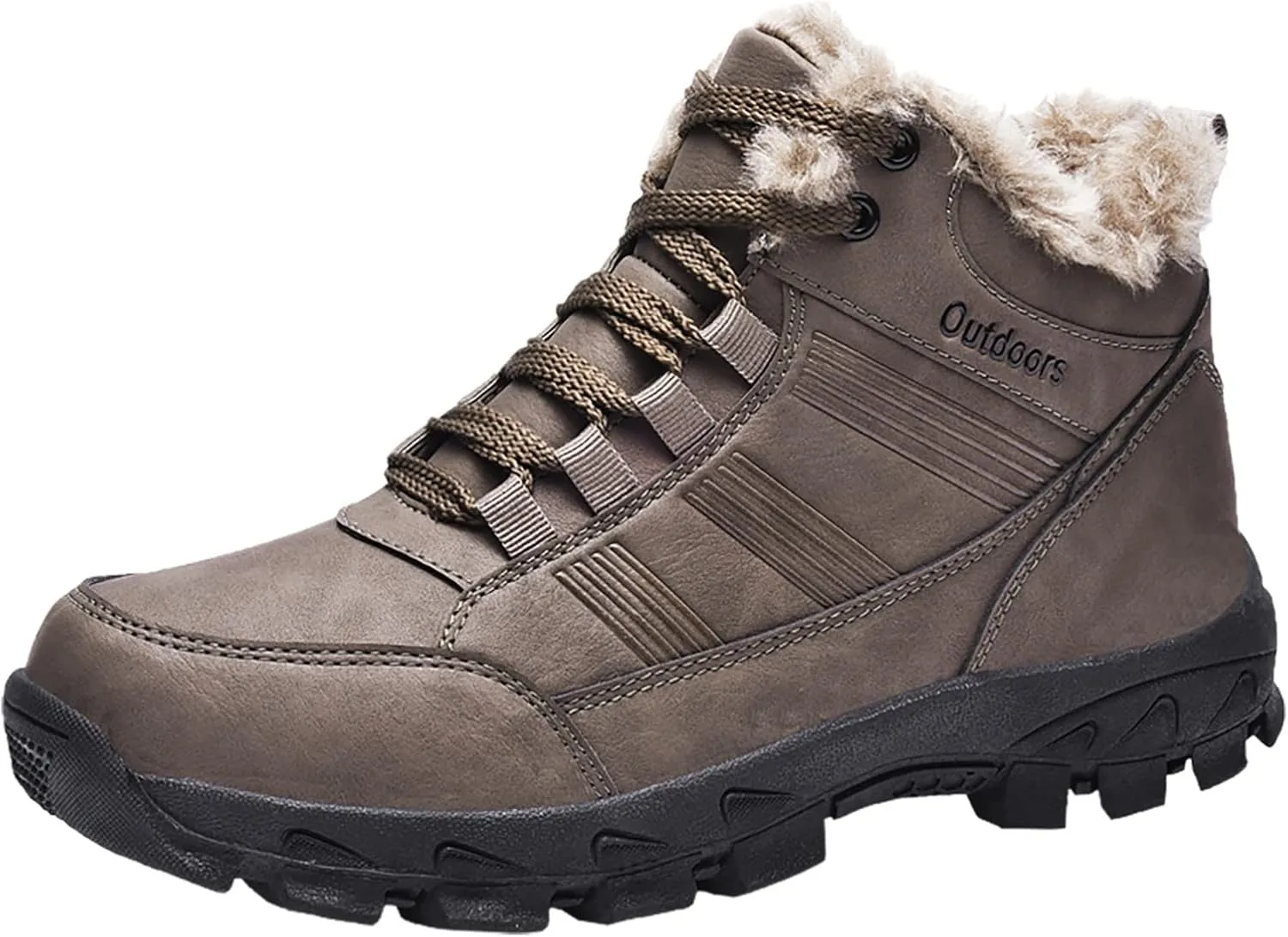 Snow Boots for Men Warm Furry Lined Footwear Waterproof Outdoor Lightweight Winter Boots Non-slip Lace Up Ankle Boots for Cold Weather Hiking Boot Trekking Boots