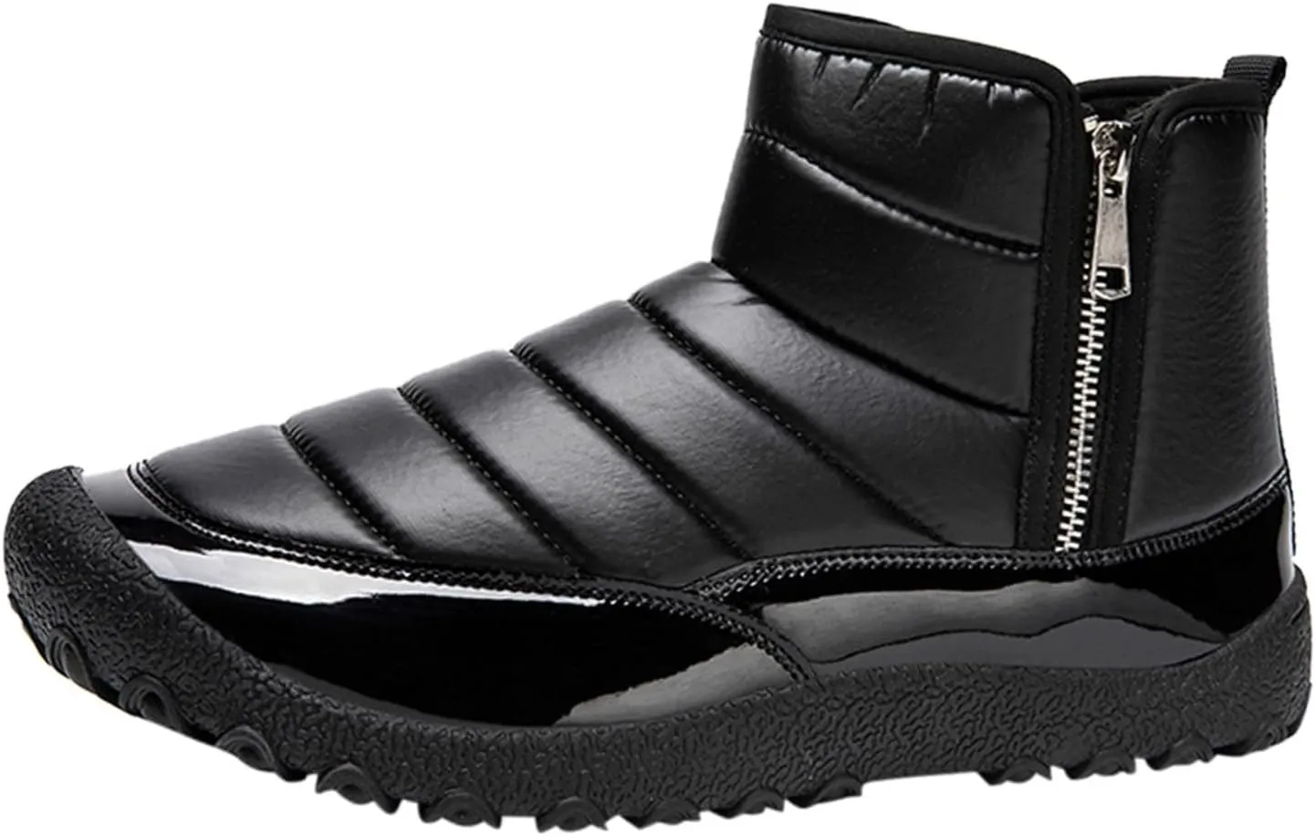 Snow Boots for Men Waterproof Warm Furry Lined Winter Boots Side Zipper Cold-Weather Non-Slip Ankle Boots Comfortable Slip on Hiking Walking Shoes Sneakers