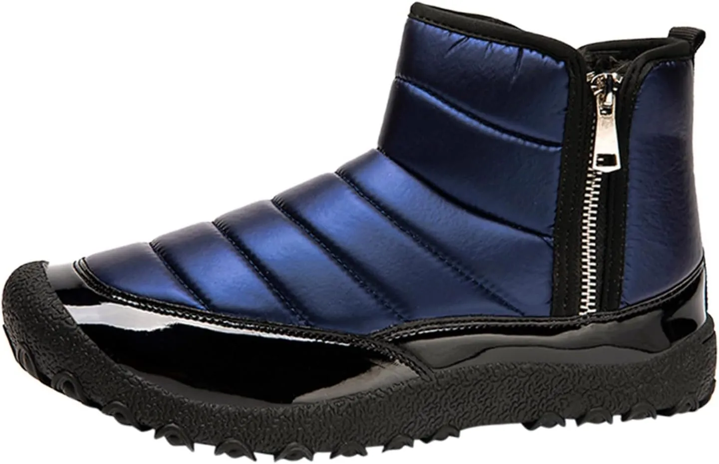 Snow Boots for Men Waterproof Warm Furry Lined Winter Boots Side Zipper Cold-Weather Non-Slip Ankle Boots Comfortable Slip on Hiking Walking Shoes Sneakers