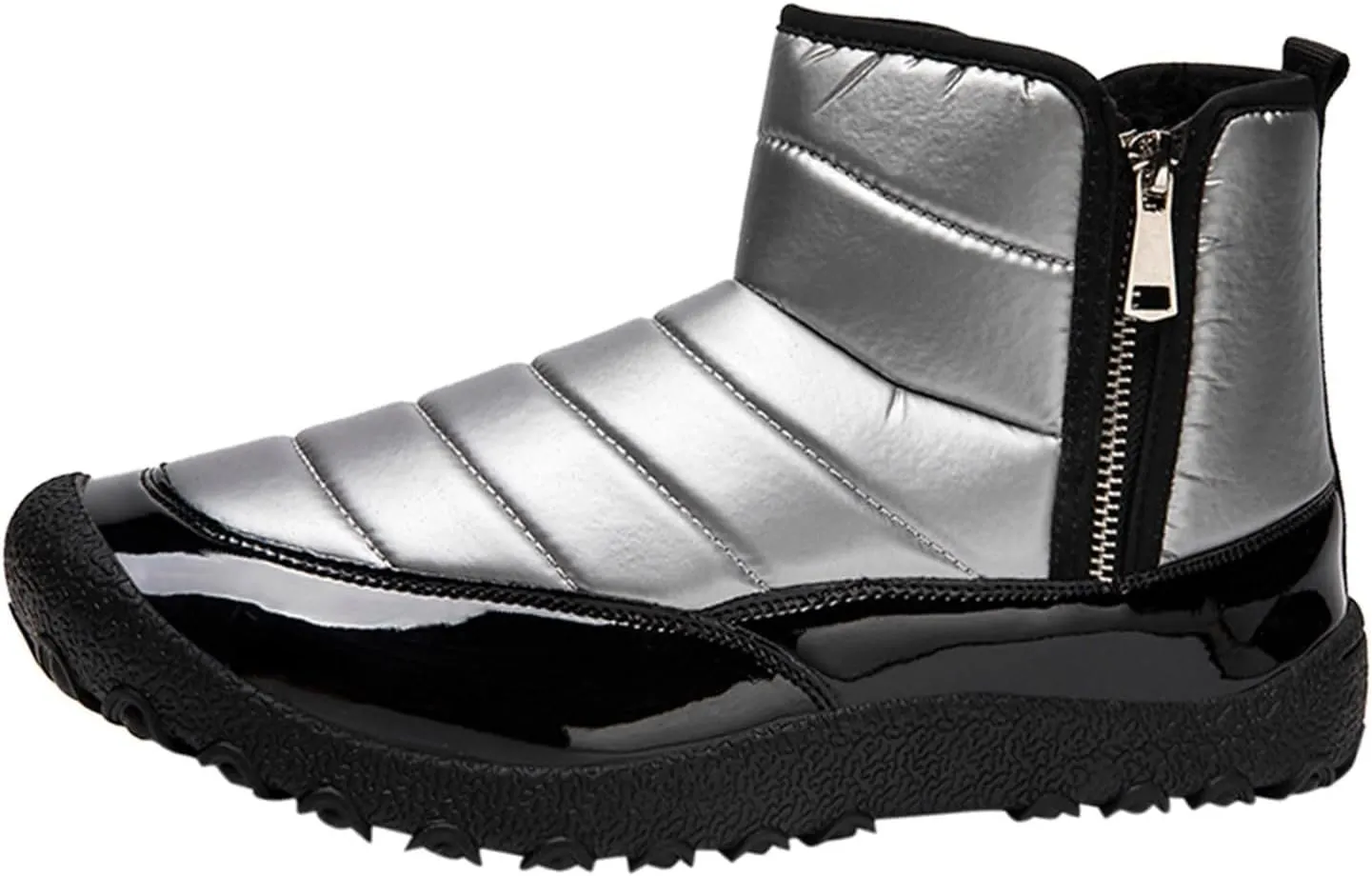 Snow Boots for Men Waterproof Warm Furry Lined Winter Boots Side Zipper Cold-Weather Non-Slip Ankle Boots Comfortable Slip on Hiking Walking Shoes Sneakers